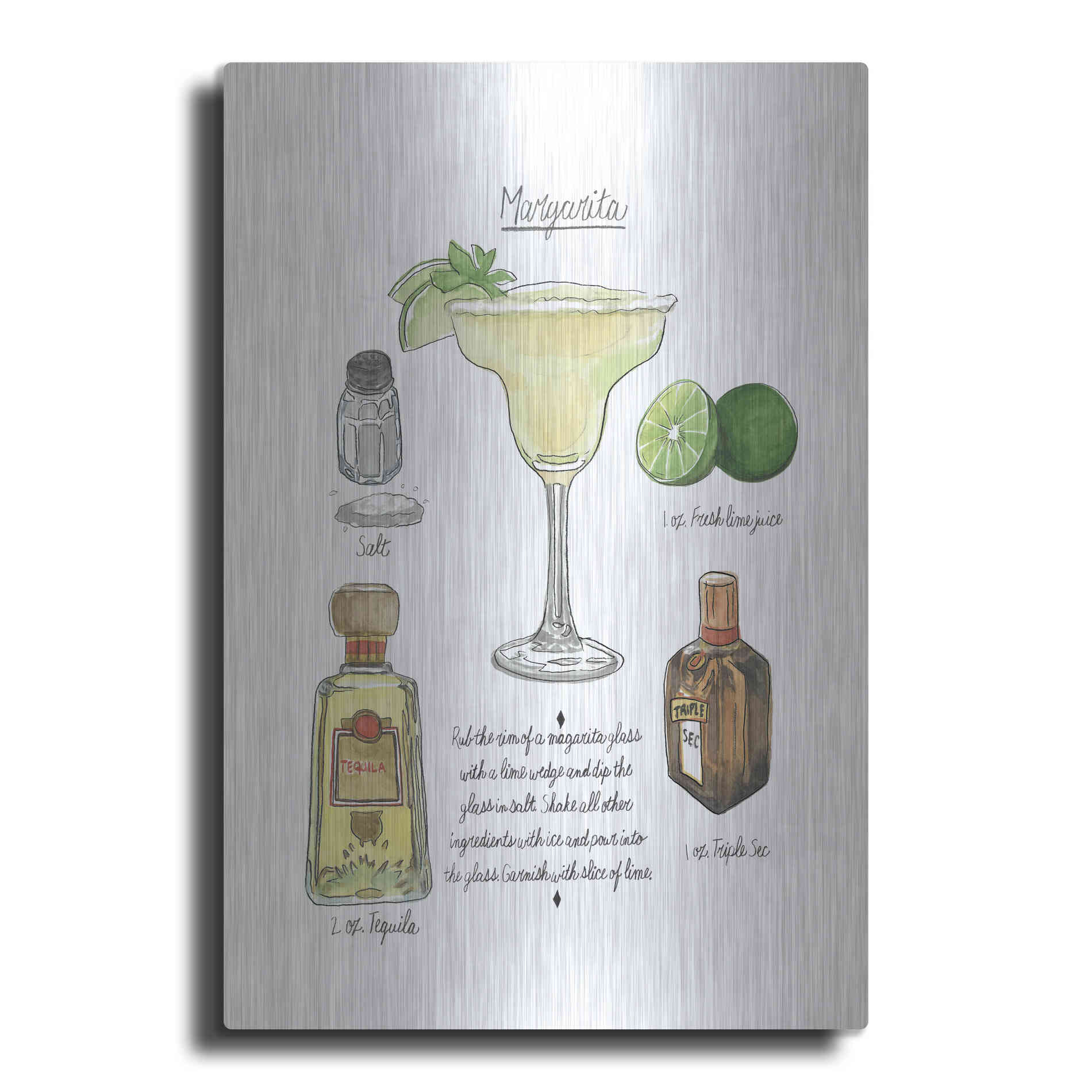 Luxe Metal Art 'Classic Cocktail - Margarita' by Naomi McCavitt, Metal Wall Art