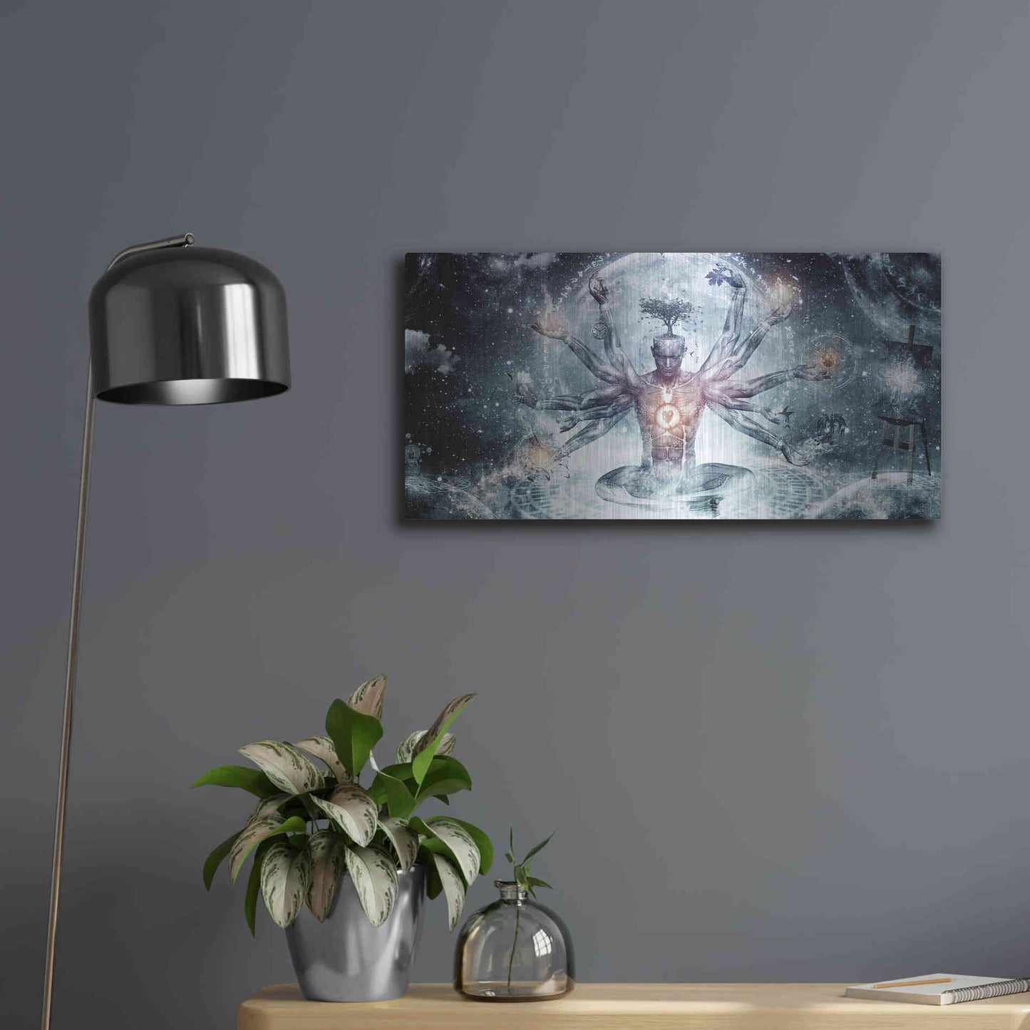 Luxe Metal Art 'The Neverending Dreamer' by Cameron Gray, Metal Wall Art,24x12