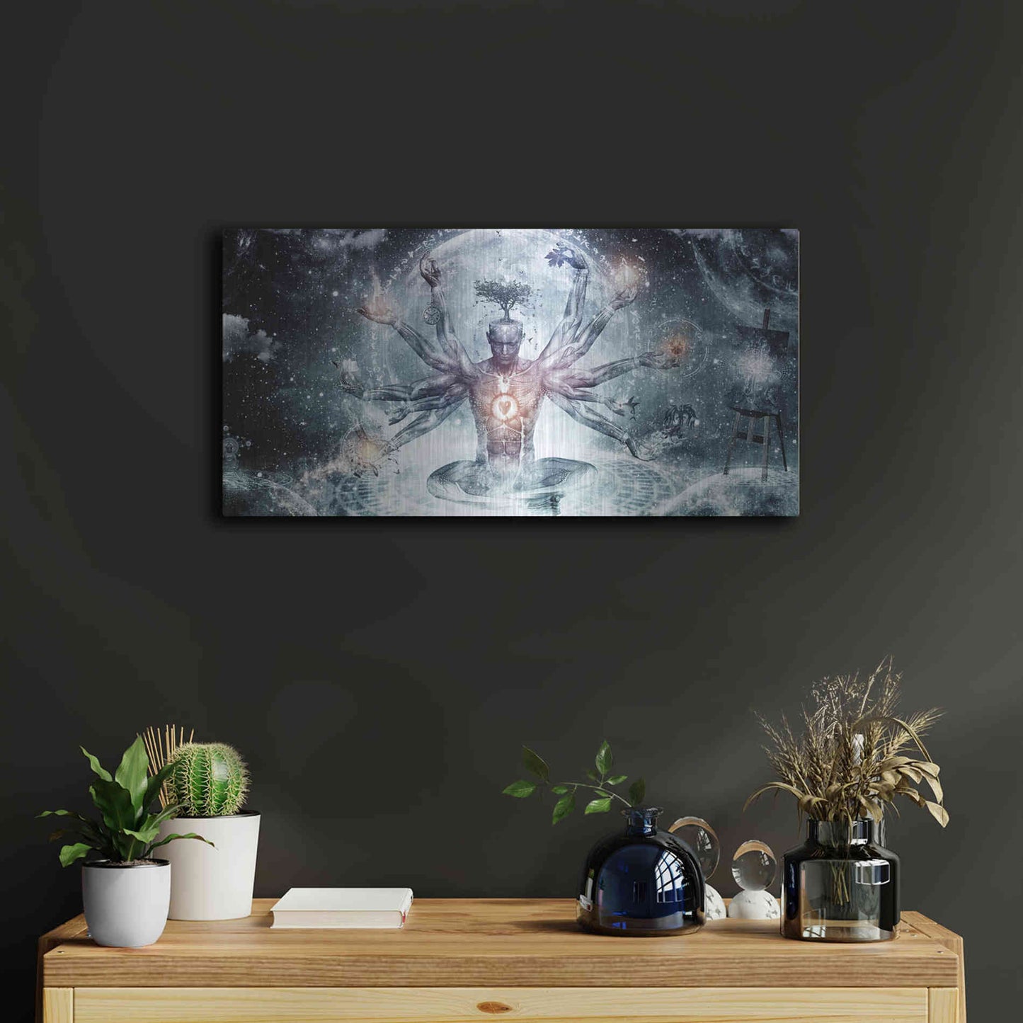 Luxe Metal Art 'The Neverending Dreamer' by Cameron Gray, Metal Wall Art,24x12