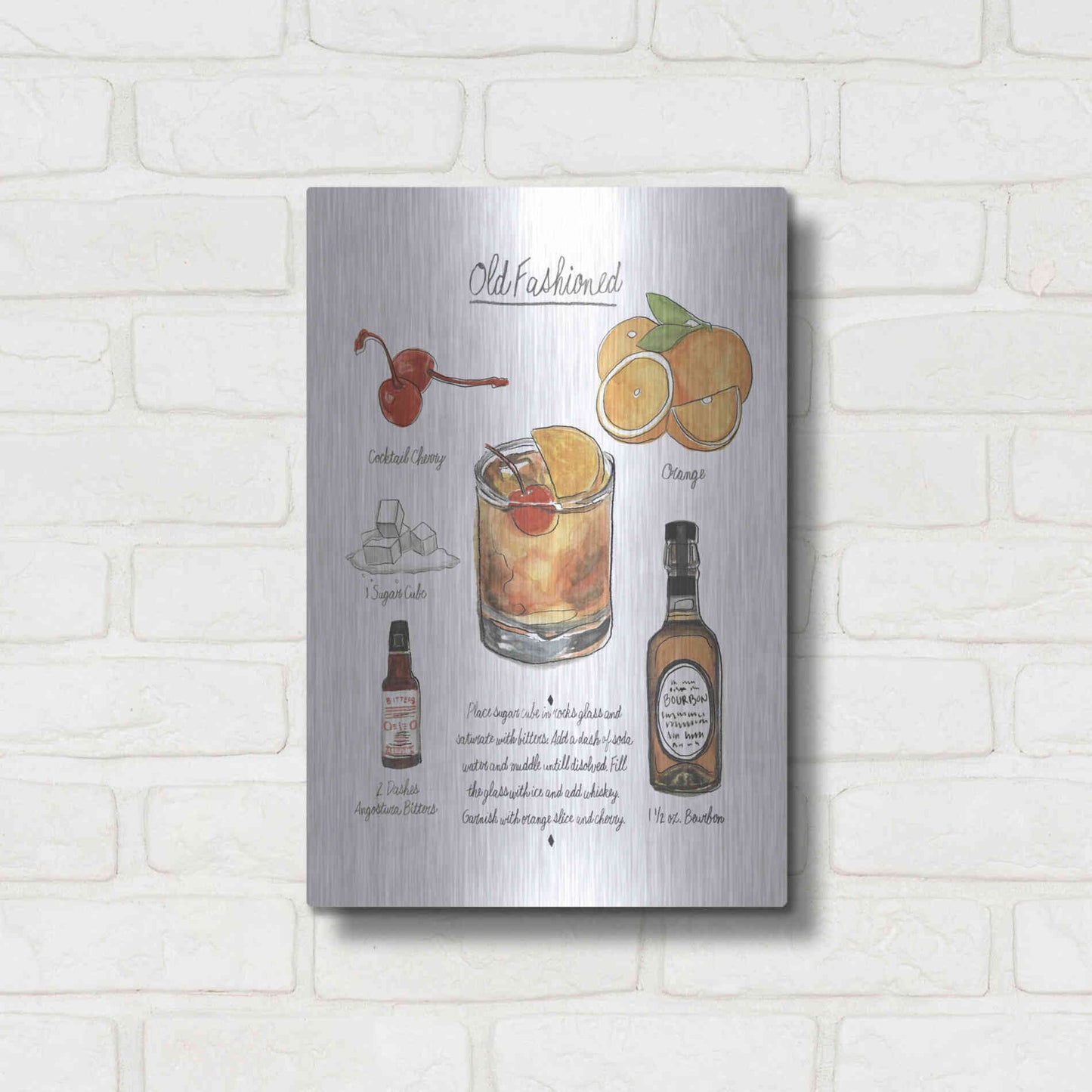 Luxe Metal Art 'Classic Cocktail - Mojito' by Naomi McCavitt, Metal Wall Art,12x16