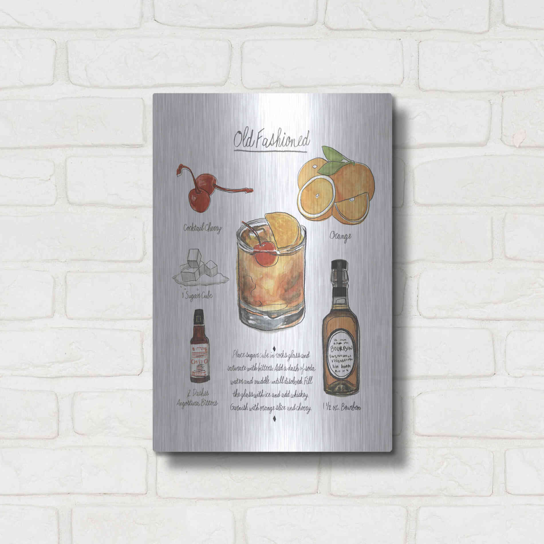 Luxe Metal Art 'Classic Cocktail - Mojito' by Naomi McCavitt, Metal Wall Art,12x16