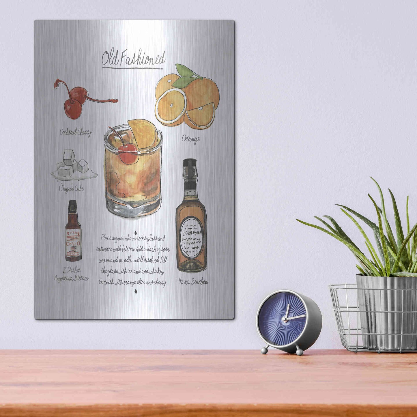 Luxe Metal Art 'Classic Cocktail - Mojito' by Naomi McCavitt, Metal Wall Art,12x16