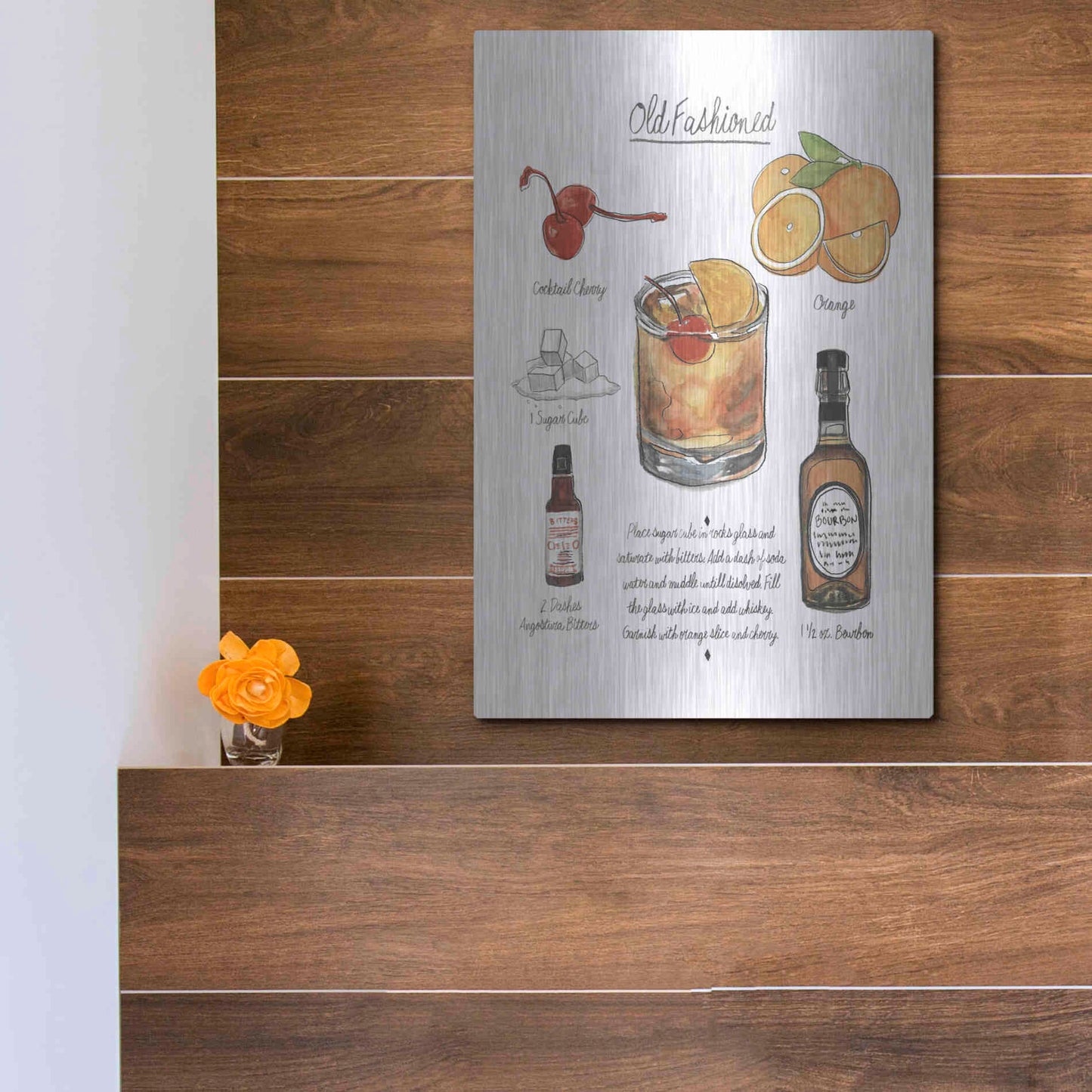 Luxe Metal Art 'Classic Cocktail - Mojito' by Naomi McCavitt, Metal Wall Art,12x16