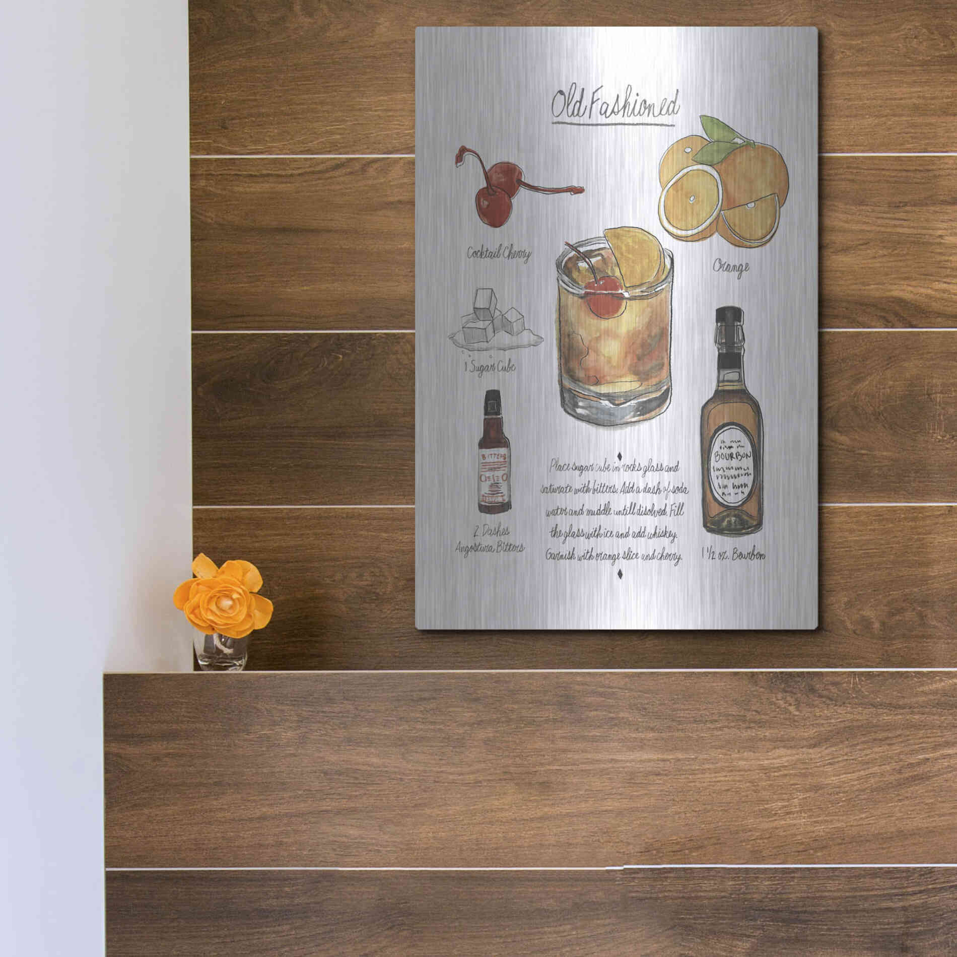 Luxe Metal Art 'Classic Cocktail - Mojito' by Naomi McCavitt, Metal Wall Art,12x16