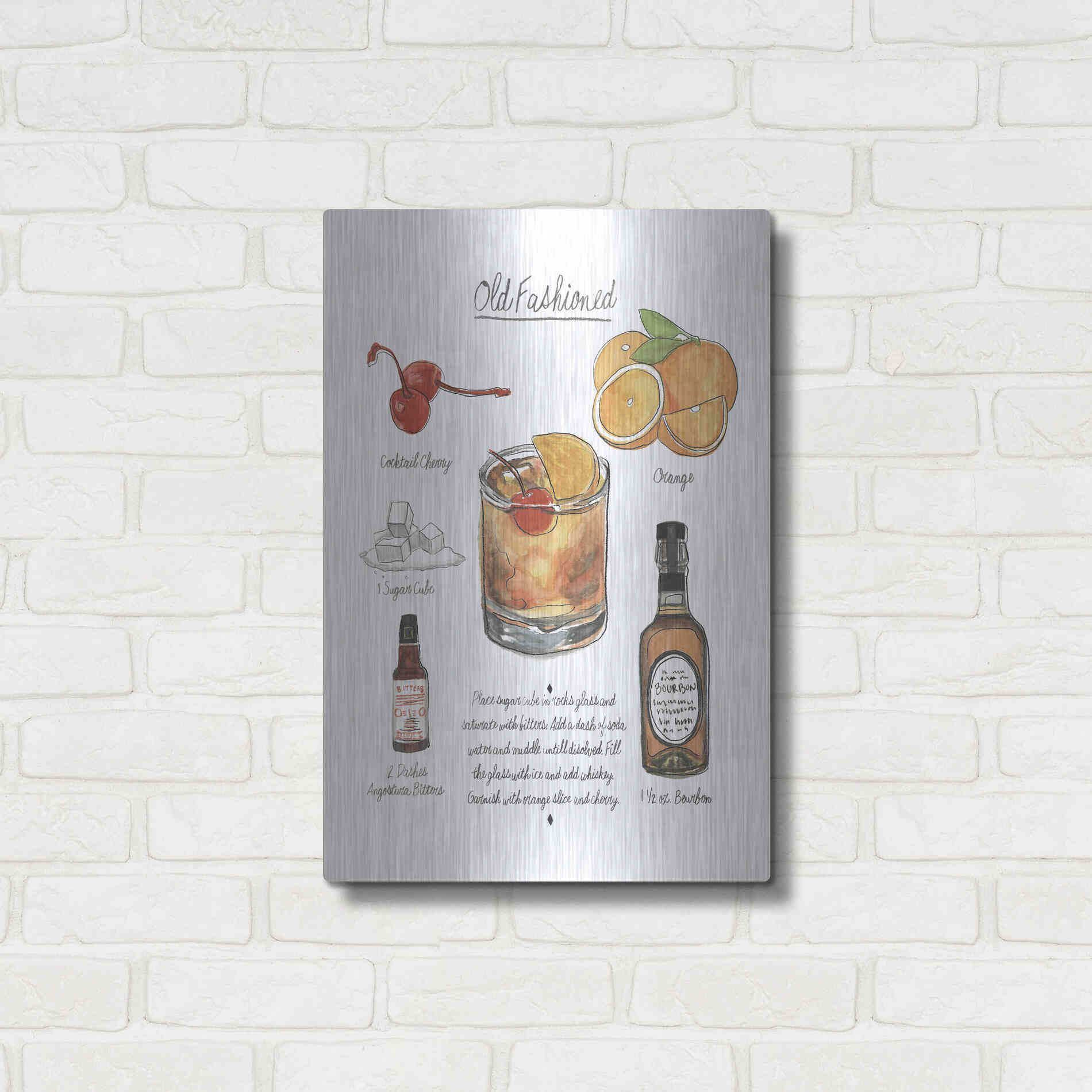 Luxe Metal Art 'Classic Cocktail - Mojito' by Naomi McCavitt, Metal Wall Art,16x24