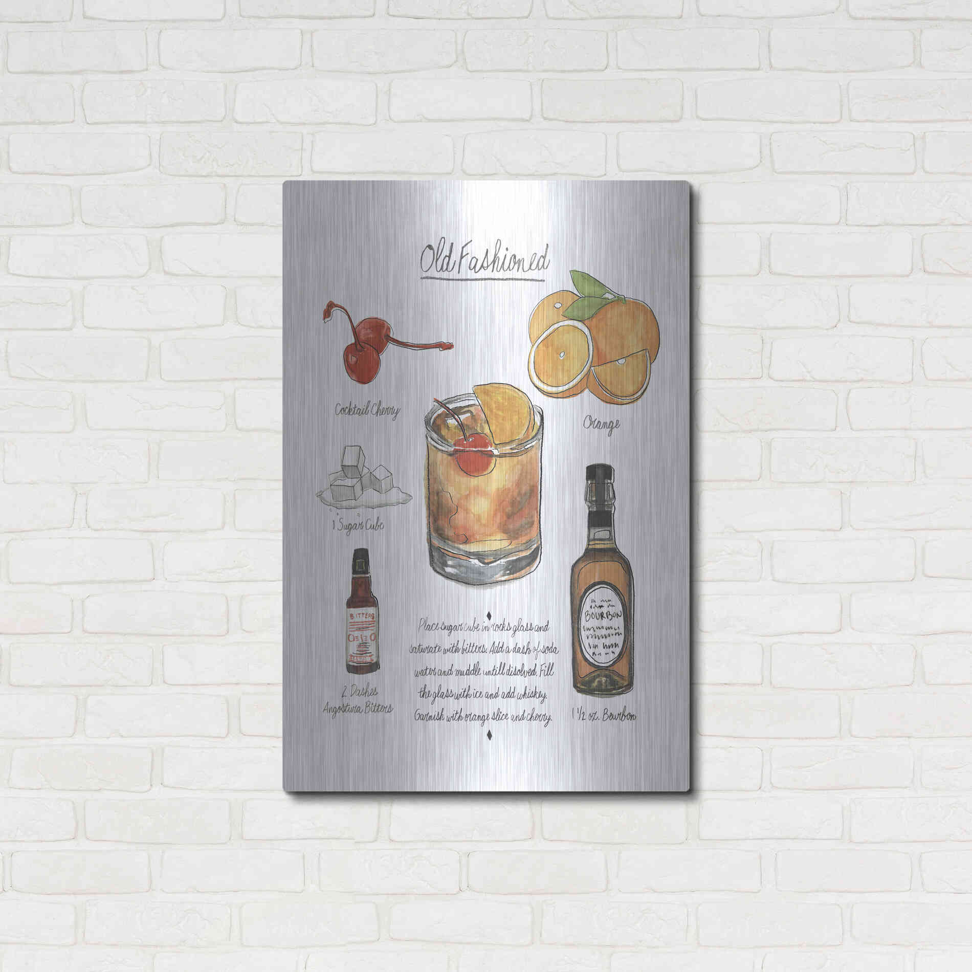 Luxe Metal Art 'Classic Cocktail - Mojito' by Naomi McCavitt, Metal Wall Art,24x36