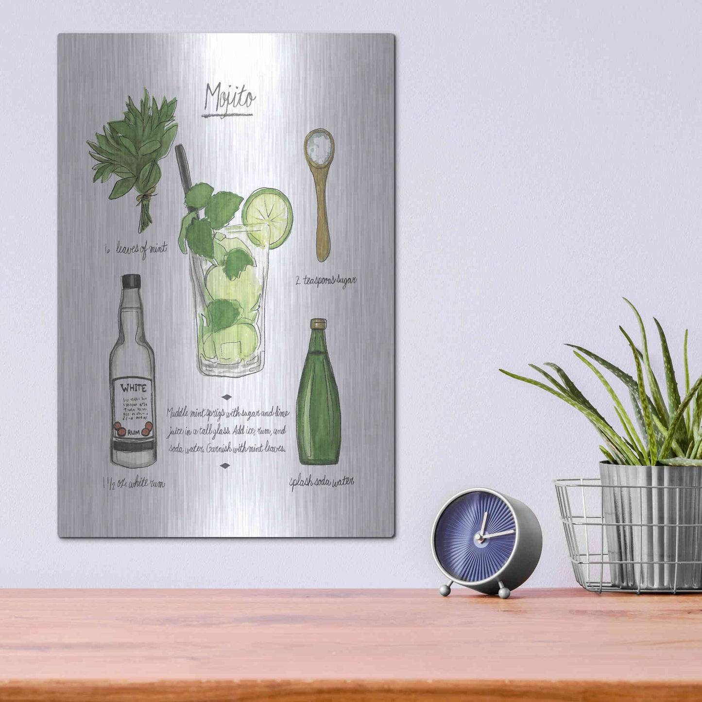 Luxe Metal Art 'Classic Cocktail - Old Fashioned' by Naomi McCavitt, Metal Wall Art,12x16