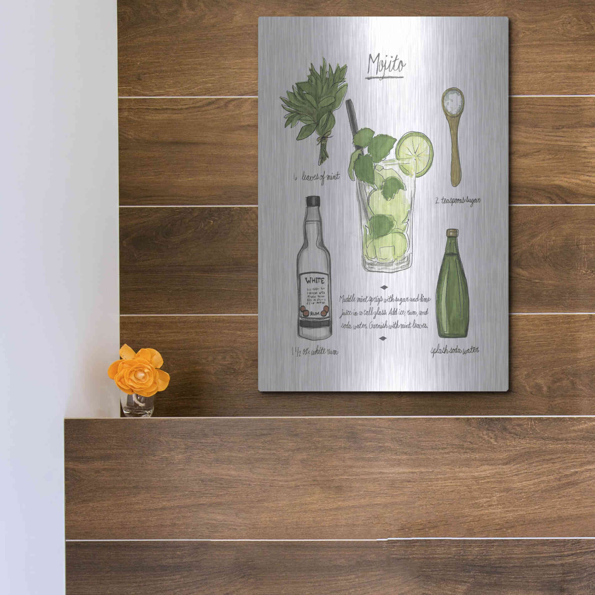 Luxe Metal Art 'Classic Cocktail - Old Fashioned' by Naomi McCavitt, Metal Wall Art,12x16