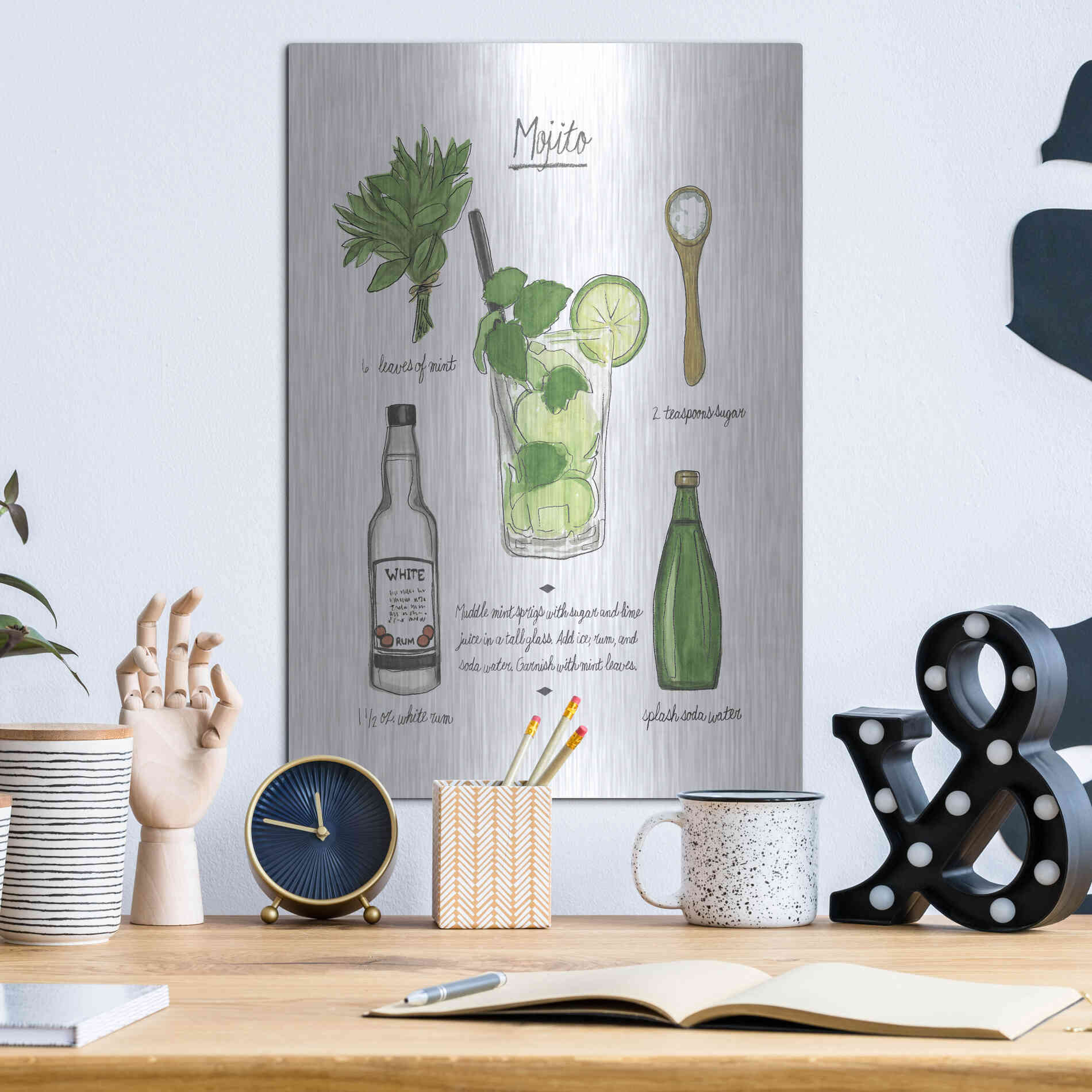 Luxe Metal Art 'Classic Cocktail - Old Fashioned' by Naomi McCavitt, Metal Wall Art,12x16