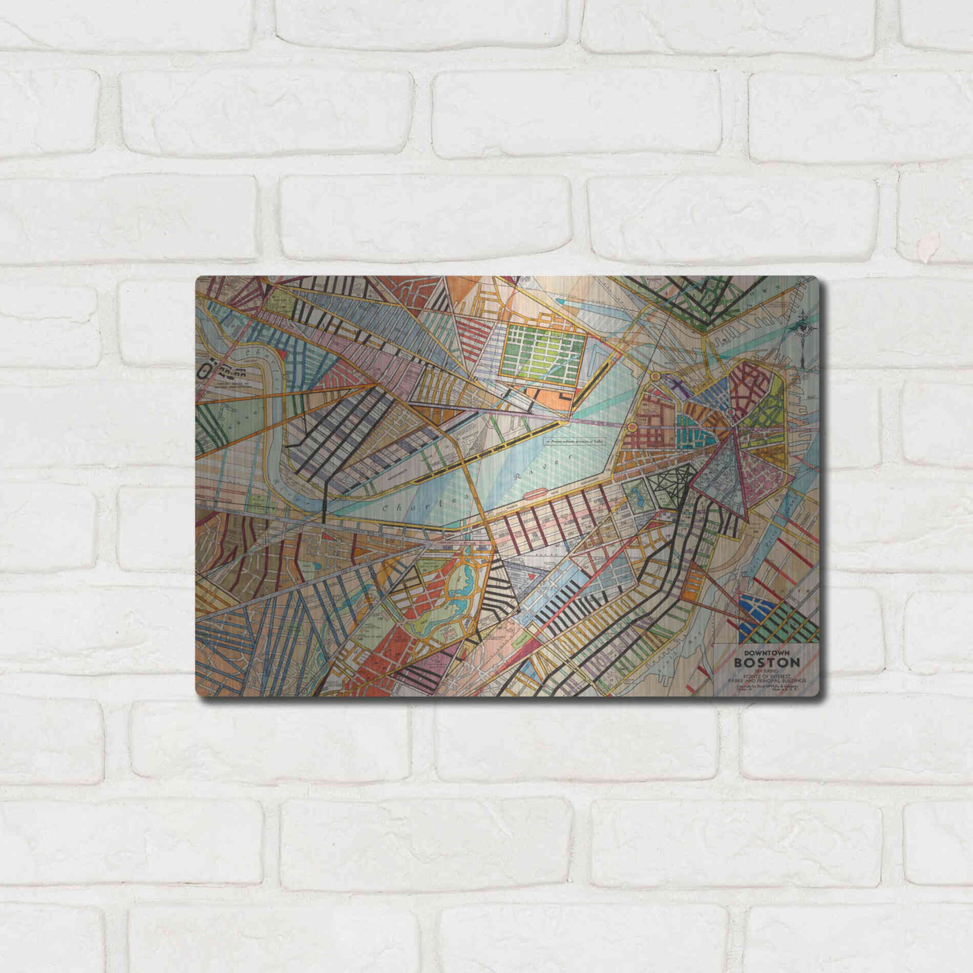 Luxe Metal Art 'Modern Map of Boston' by Nikki Galapon Metal Wall Art,16x12