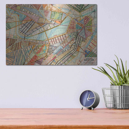 Luxe Metal Art 'Modern Map of Boston' by Nikki Galapon Metal Wall Art,16x12