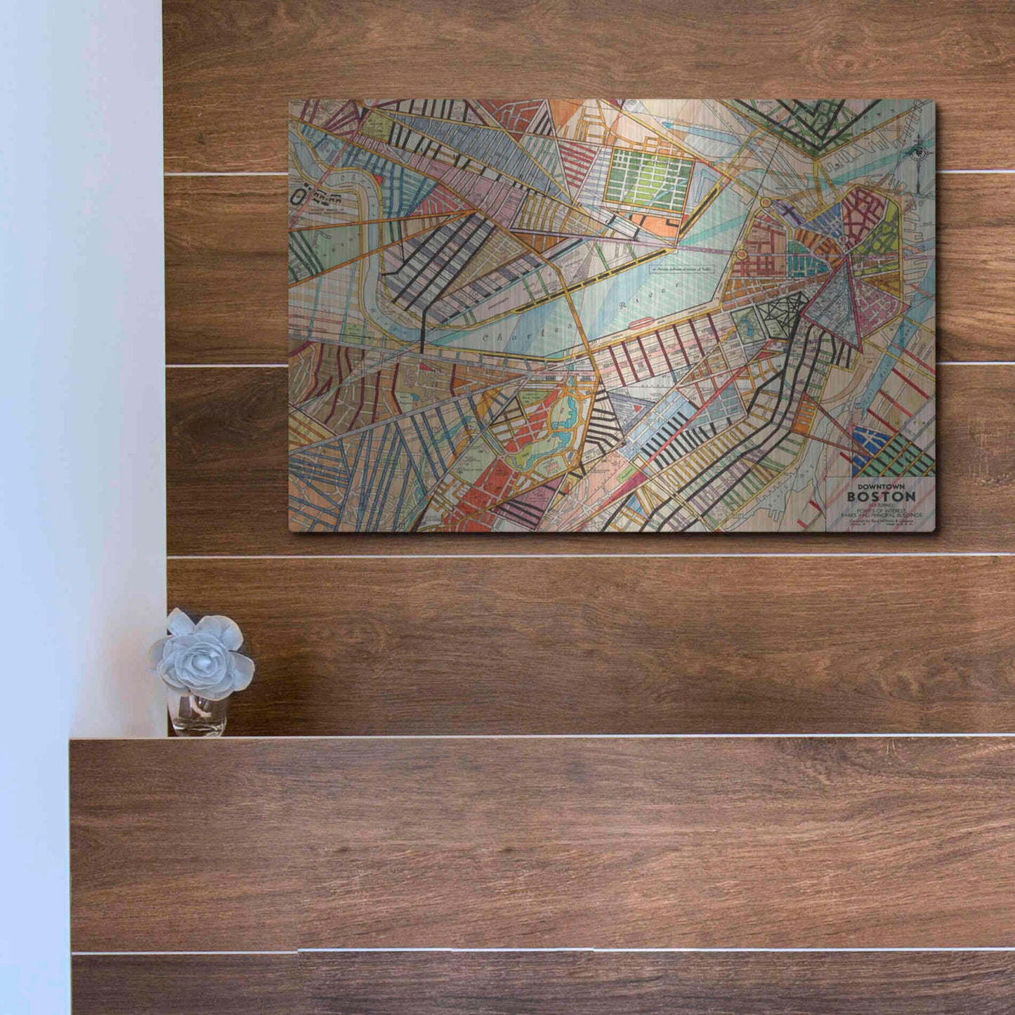 Luxe Metal Art 'Modern Map of Boston' by Nikki Galapon Metal Wall Art,16x12