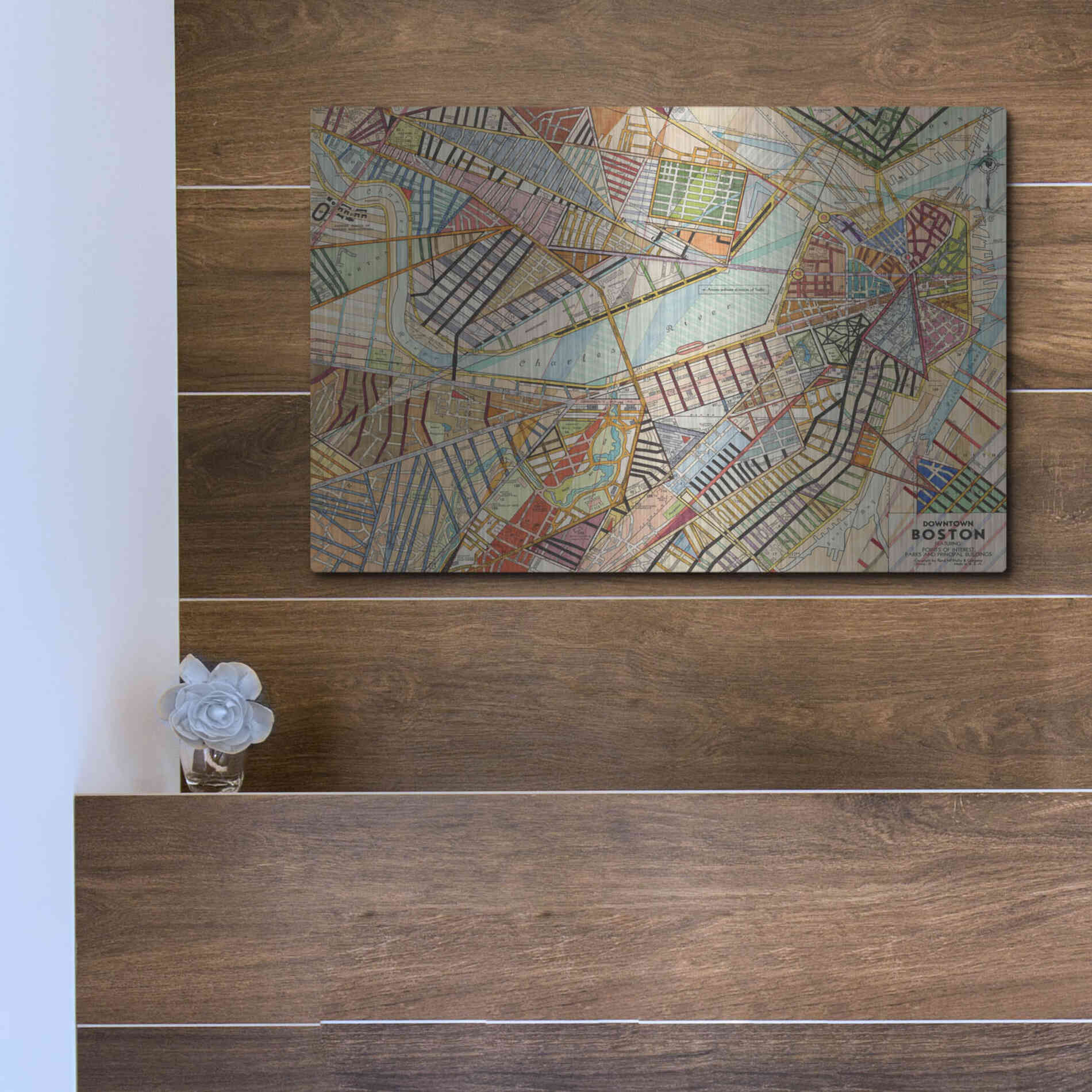 Luxe Metal Art 'Modern Map of Boston' by Nikki Galapon Metal Wall Art,16x12