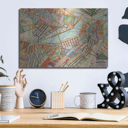 Luxe Metal Art 'Modern Map of Boston' by Nikki Galapon Metal Wall Art,16x12