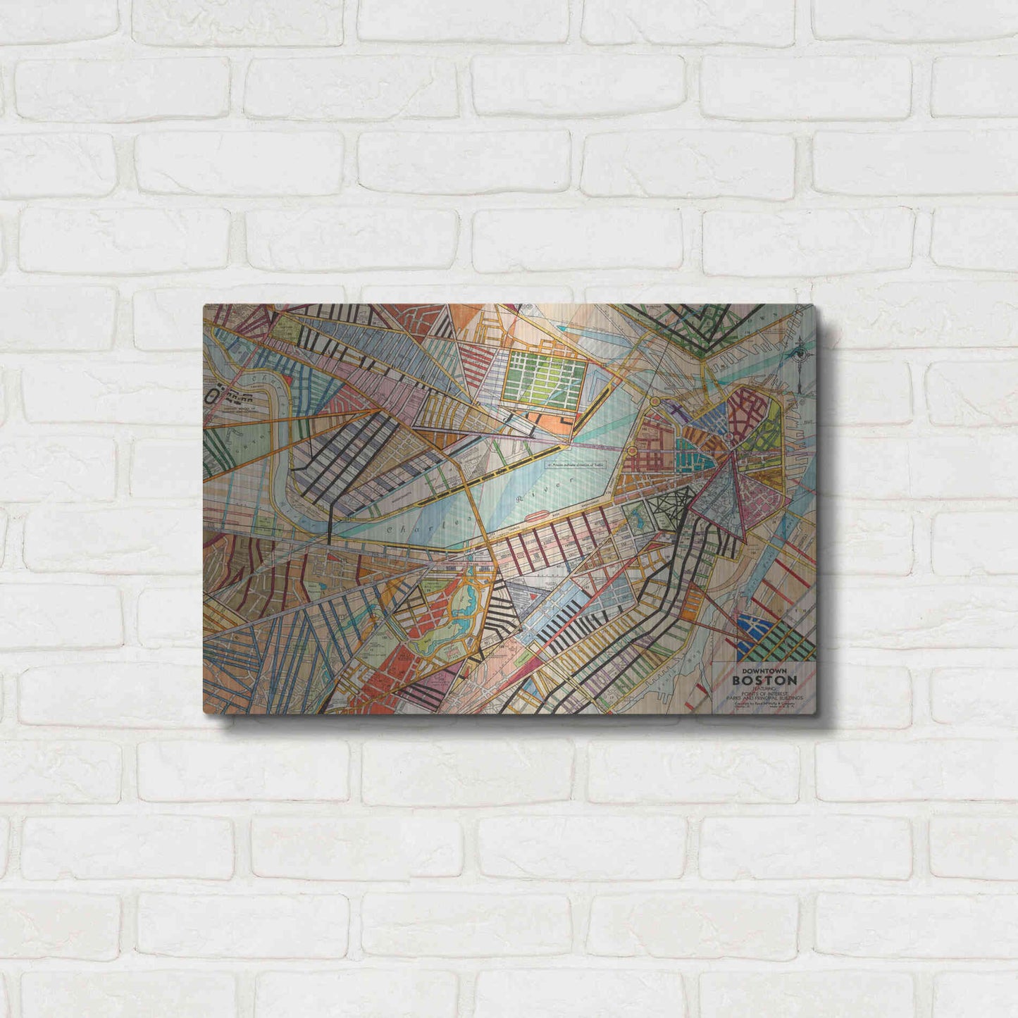 Luxe Metal Art 'Modern Map of Boston' by Nikki Galapon Metal Wall Art,24x16