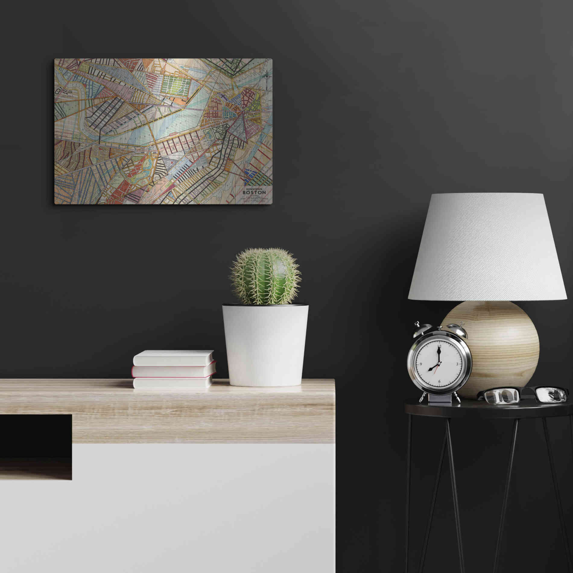 Luxe Metal Art 'Modern Map of Boston' by Nikki Galapon Metal Wall Art,24x16