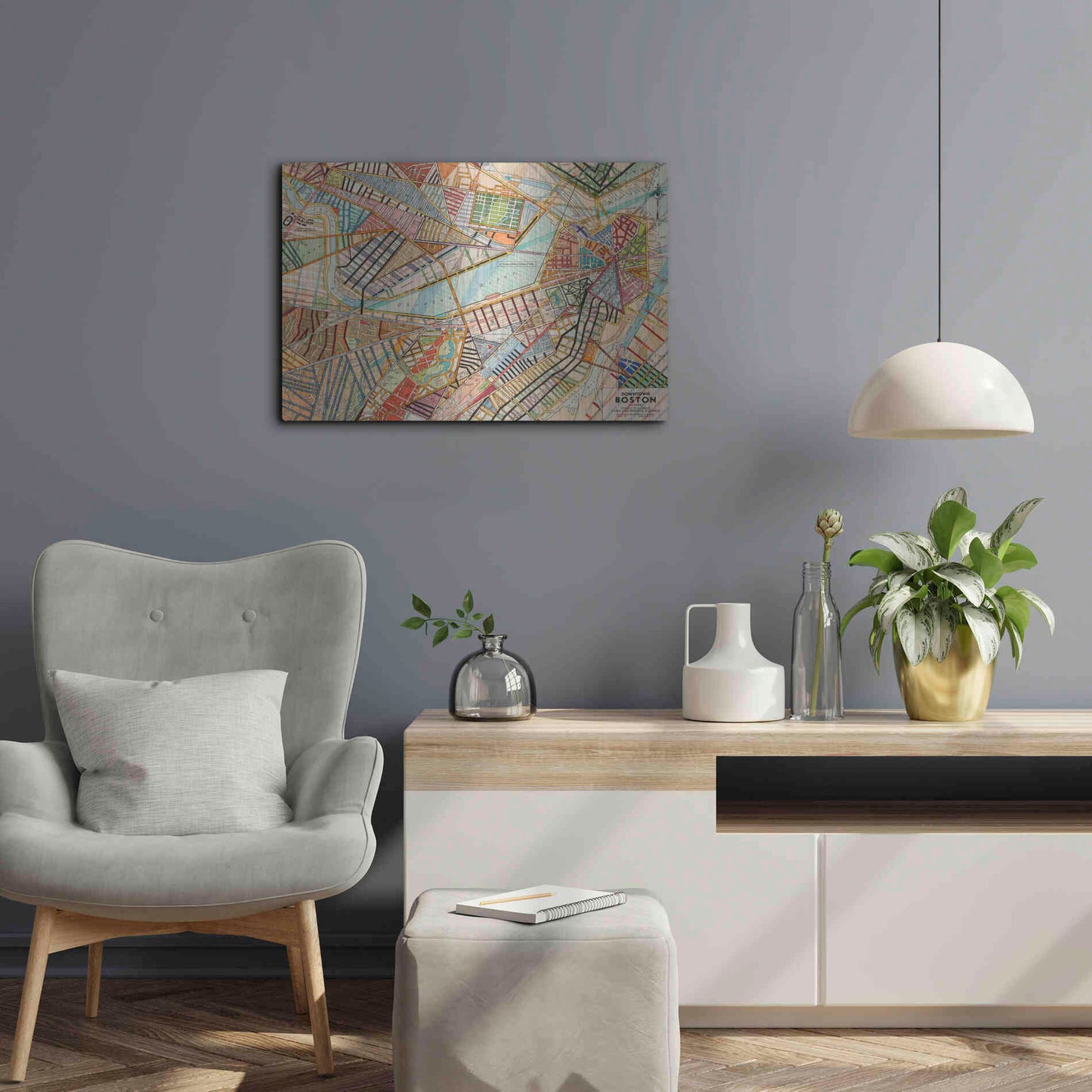 Luxe Metal Art 'Modern Map of Boston' by Nikki Galapon Metal Wall Art,24x16