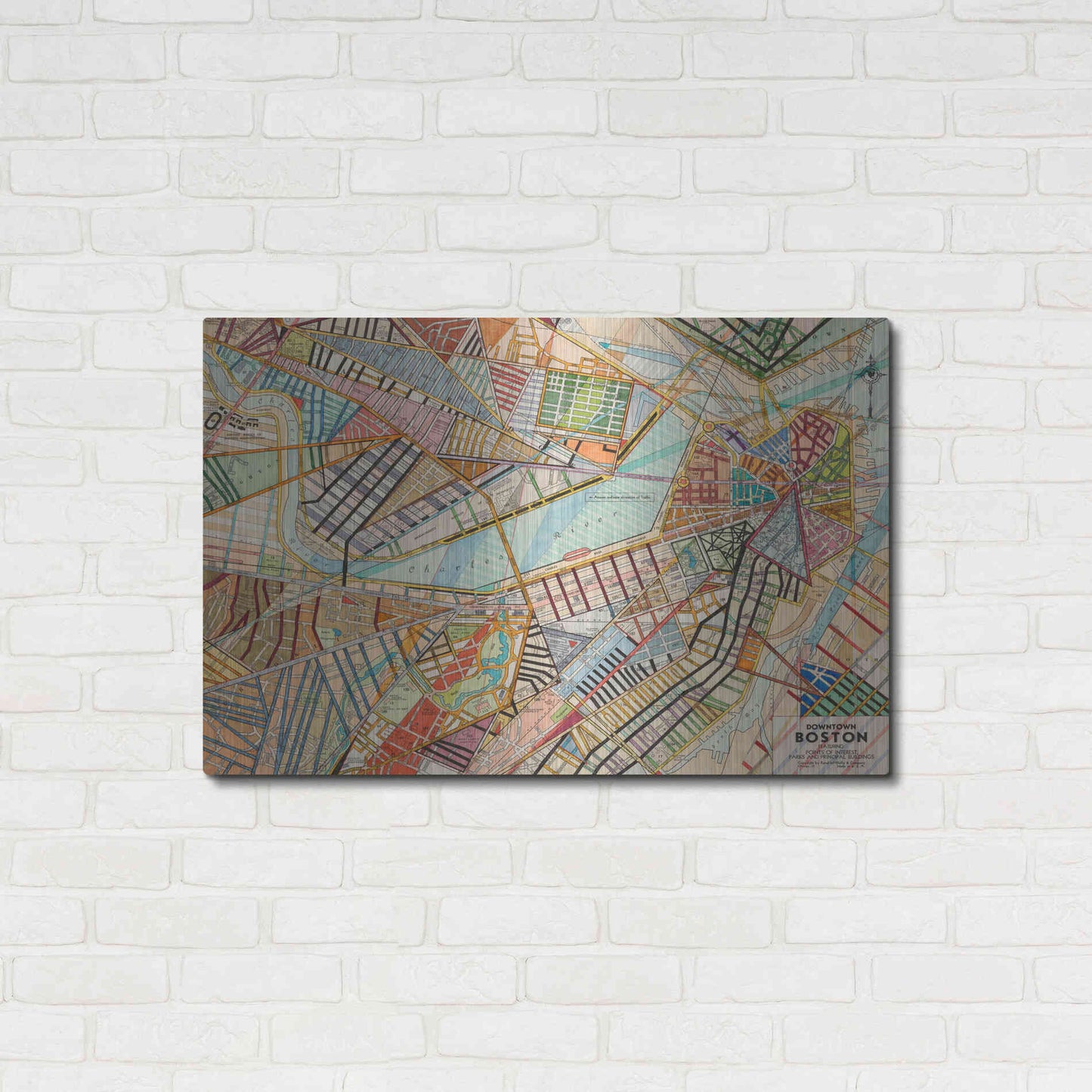 Luxe Metal Art 'Modern Map of Boston' by Nikki Galapon Metal Wall Art,36x24