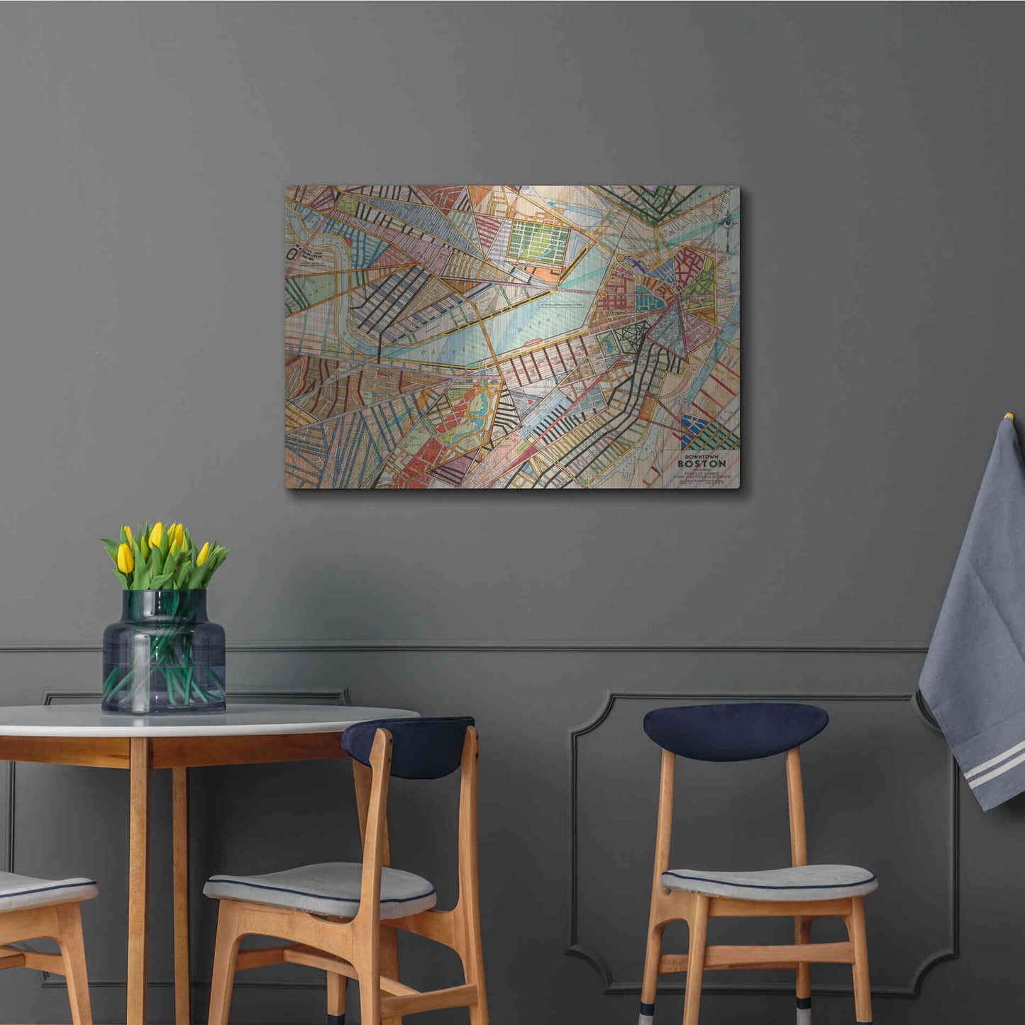Luxe Metal Art 'Modern Map of Boston' by Nikki Galapon Metal Wall Art,36x24