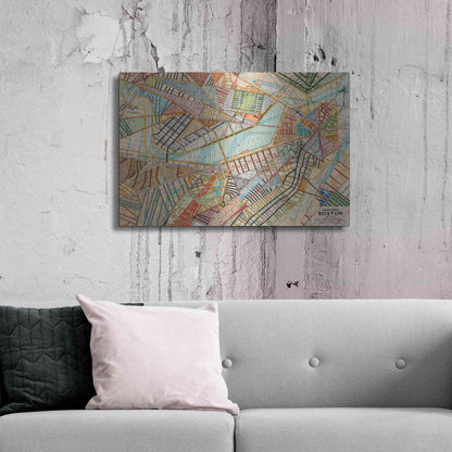 Luxe Metal Art 'Modern Map of Boston' by Nikki Galapon Metal Wall Art,36x24