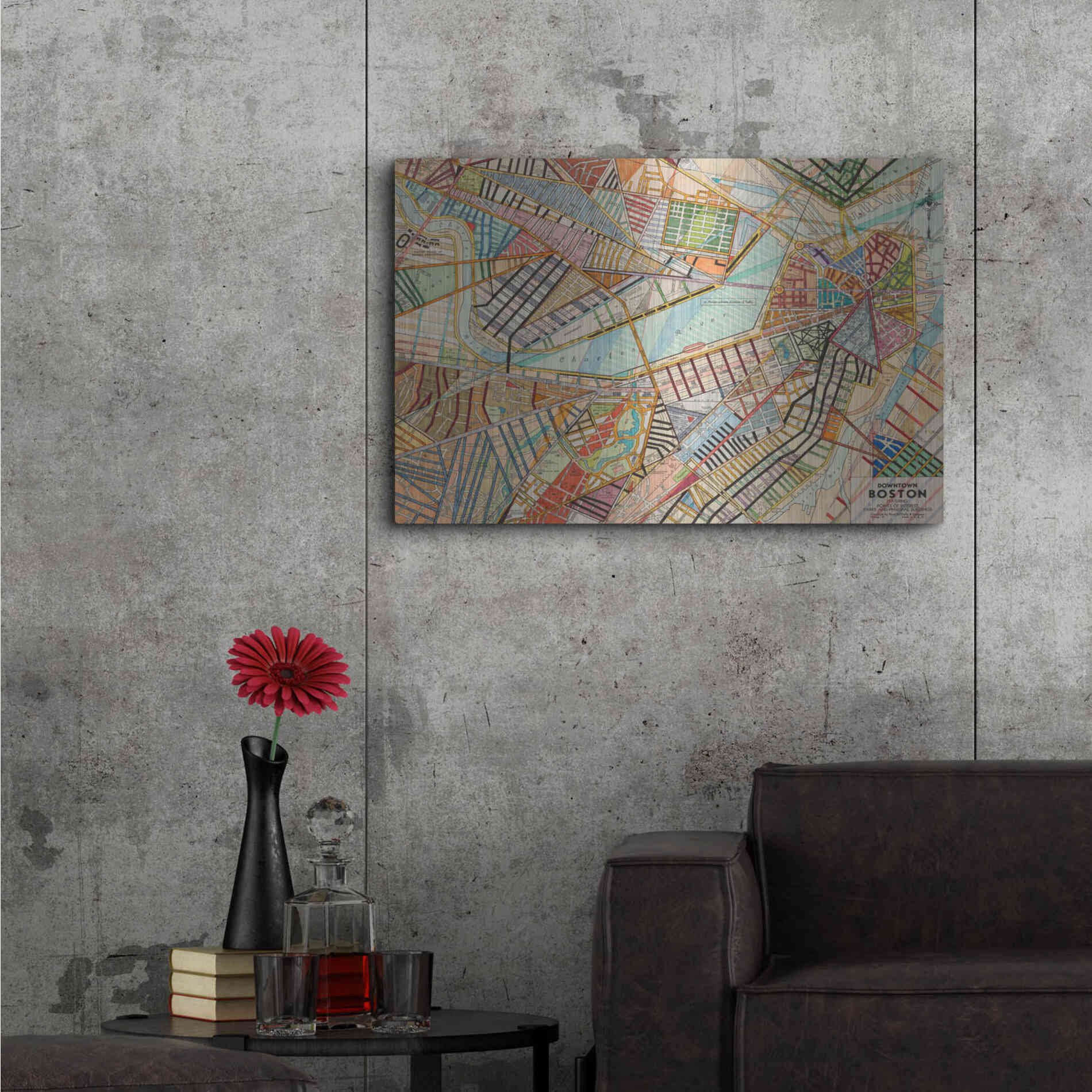 Luxe Metal Art 'Modern Map of Boston' by Nikki Galapon Metal Wall Art,36x24