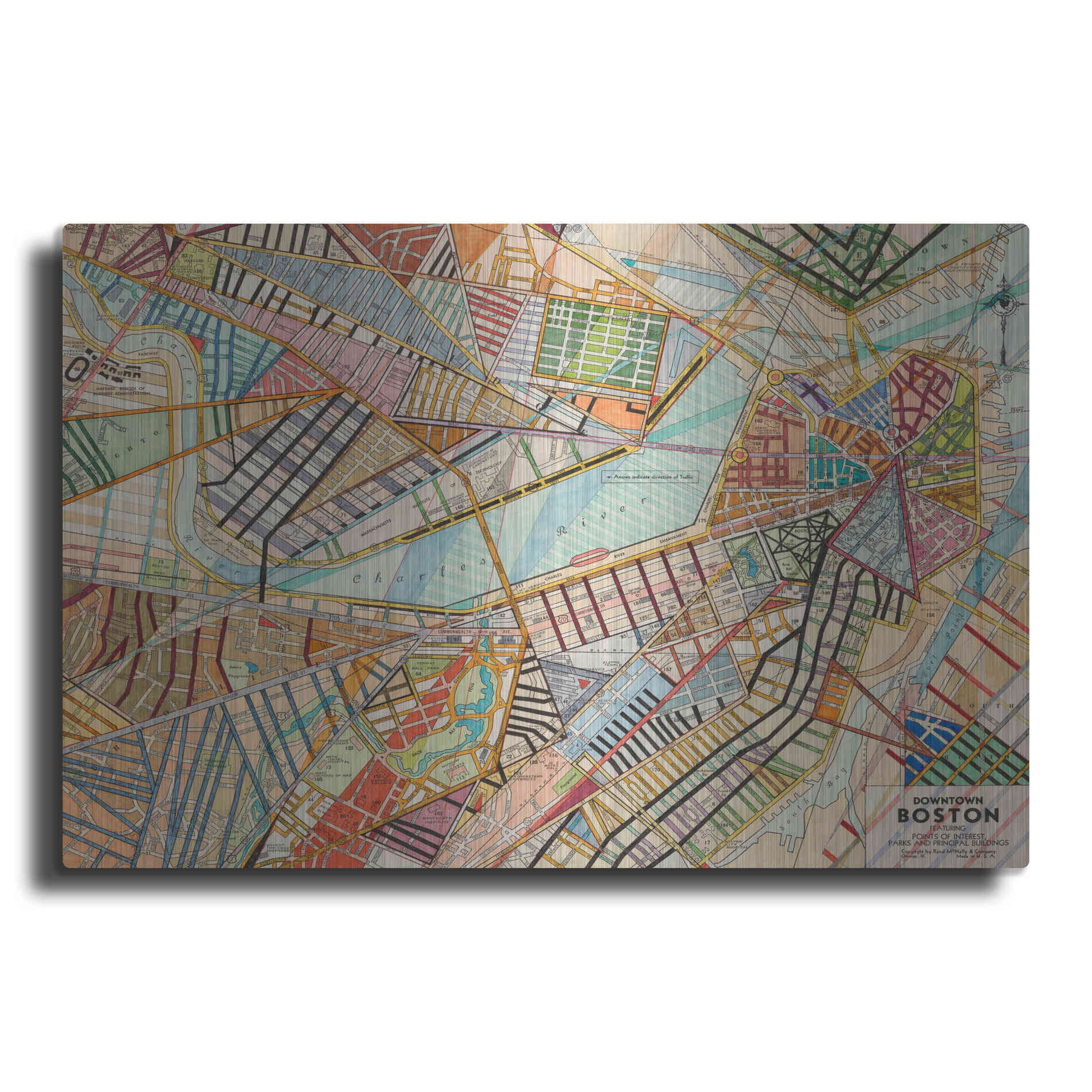 Luxe Metal Art 'Modern Map of Boston' by Nikki Galapon Metal Wall Art