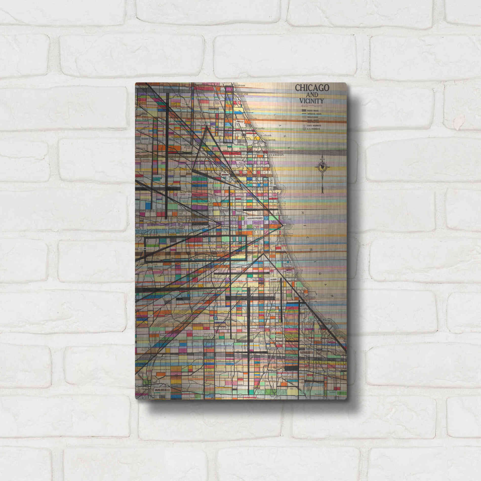 Luxe Metal Art 'Modern Map of Chicago' by Nikki Galapon Metal Wall Art,12x16