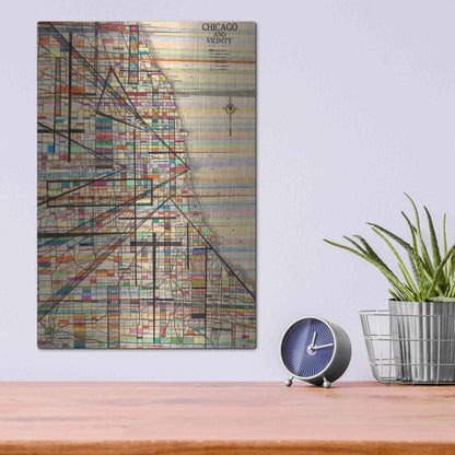 Luxe Metal Art 'Modern Map of Chicago' by Nikki Galapon Metal Wall Art,12x16
