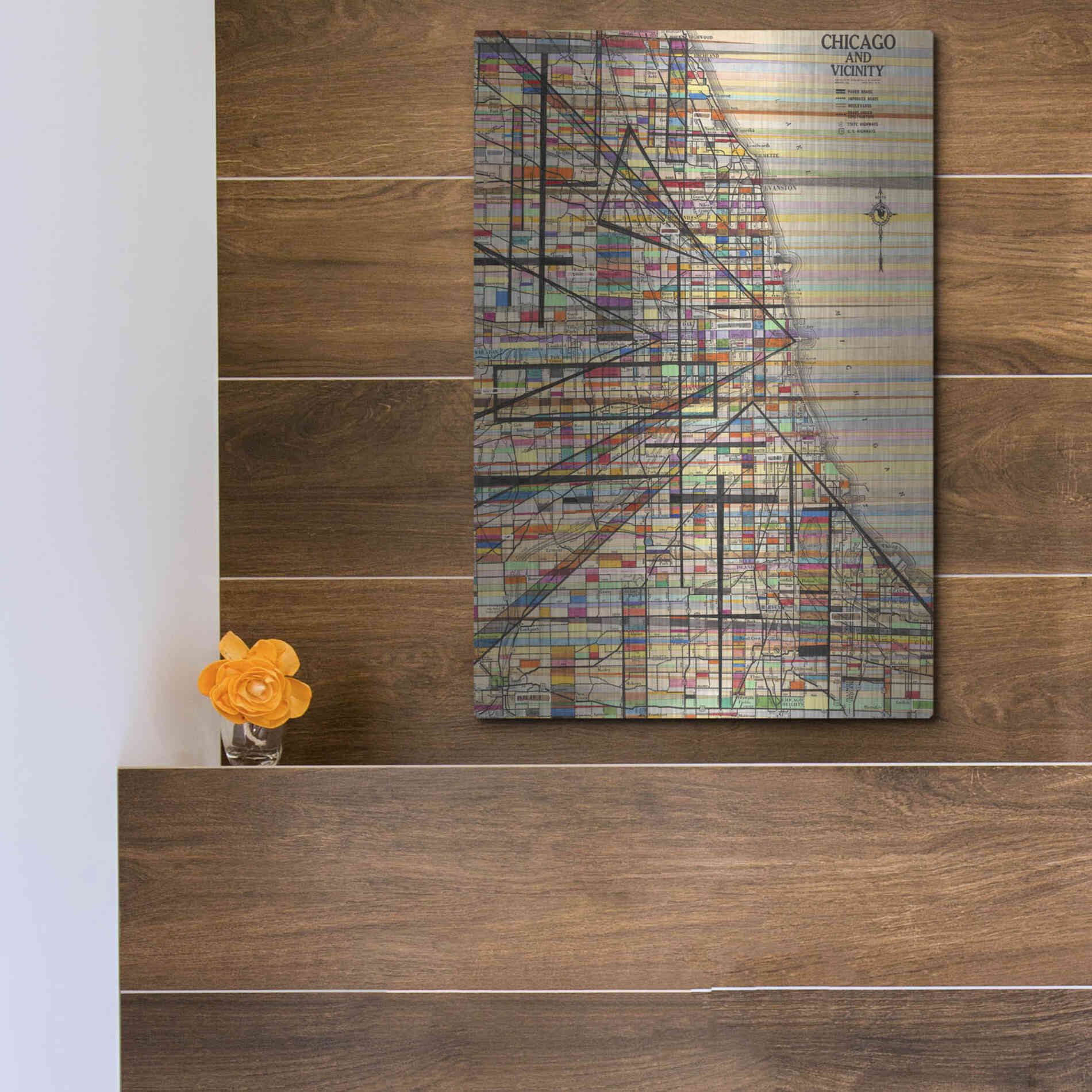 Luxe Metal Art 'Modern Map of Chicago' by Nikki Galapon Metal Wall Art,12x16
