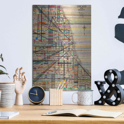 Luxe Metal Art 'Modern Map of Chicago' by Nikki Galapon Metal Wall Art,12x16