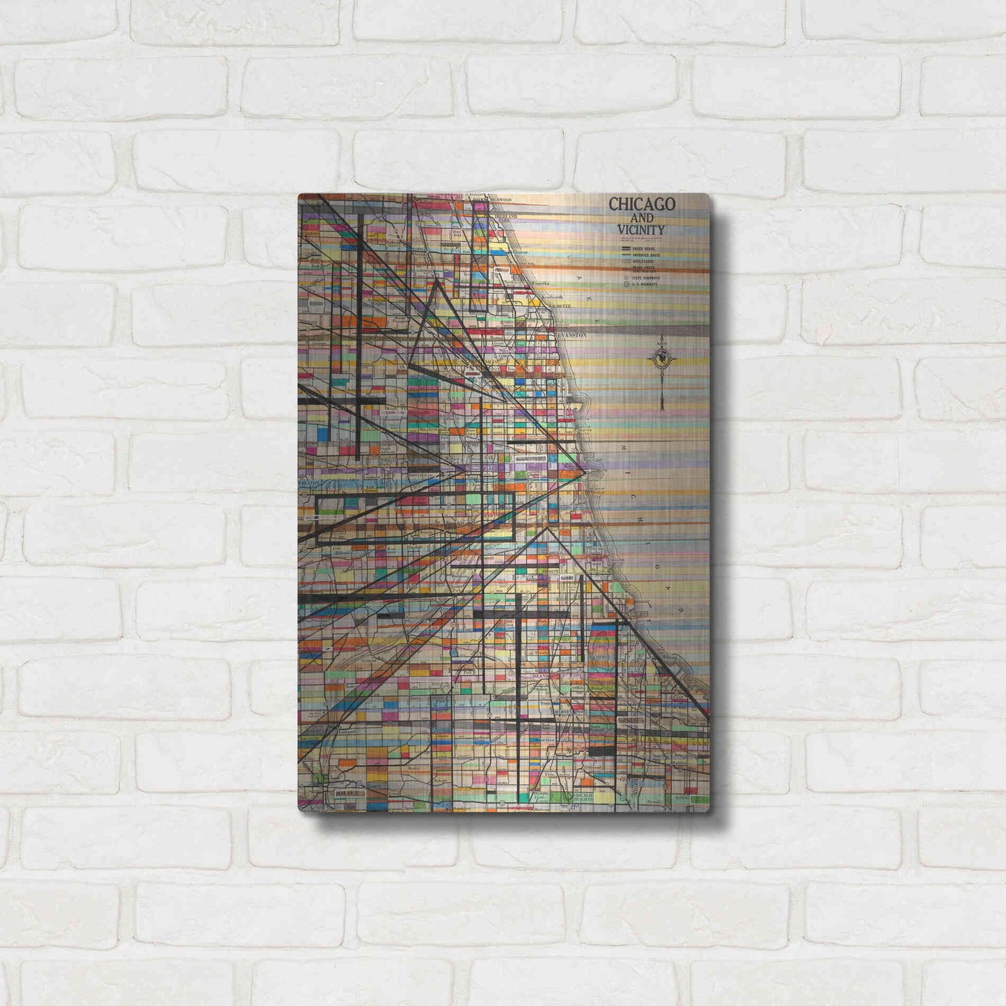 Luxe Metal Art 'Modern Map of Chicago' by Nikki Galapon Metal Wall Art,16x24