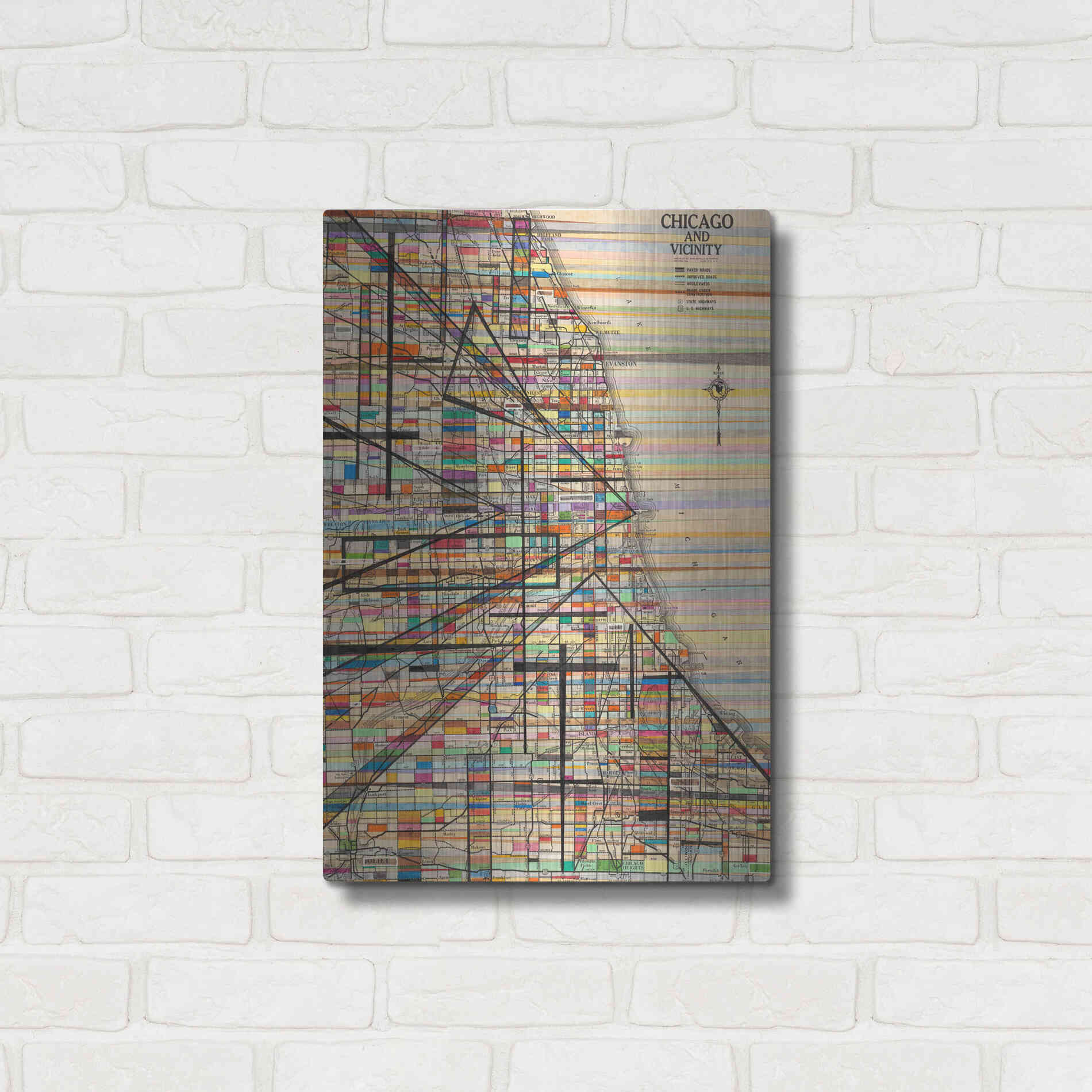 Luxe Metal Art 'Modern Map of Chicago' by Nikki Galapon Metal Wall Art,16x24