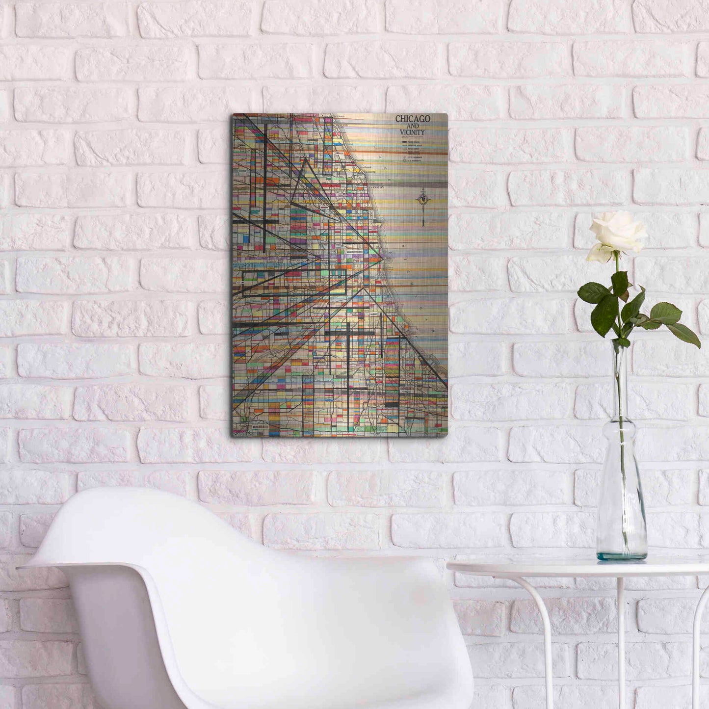 Luxe Metal Art 'Modern Map of Chicago' by Nikki Galapon Metal Wall Art,16x24