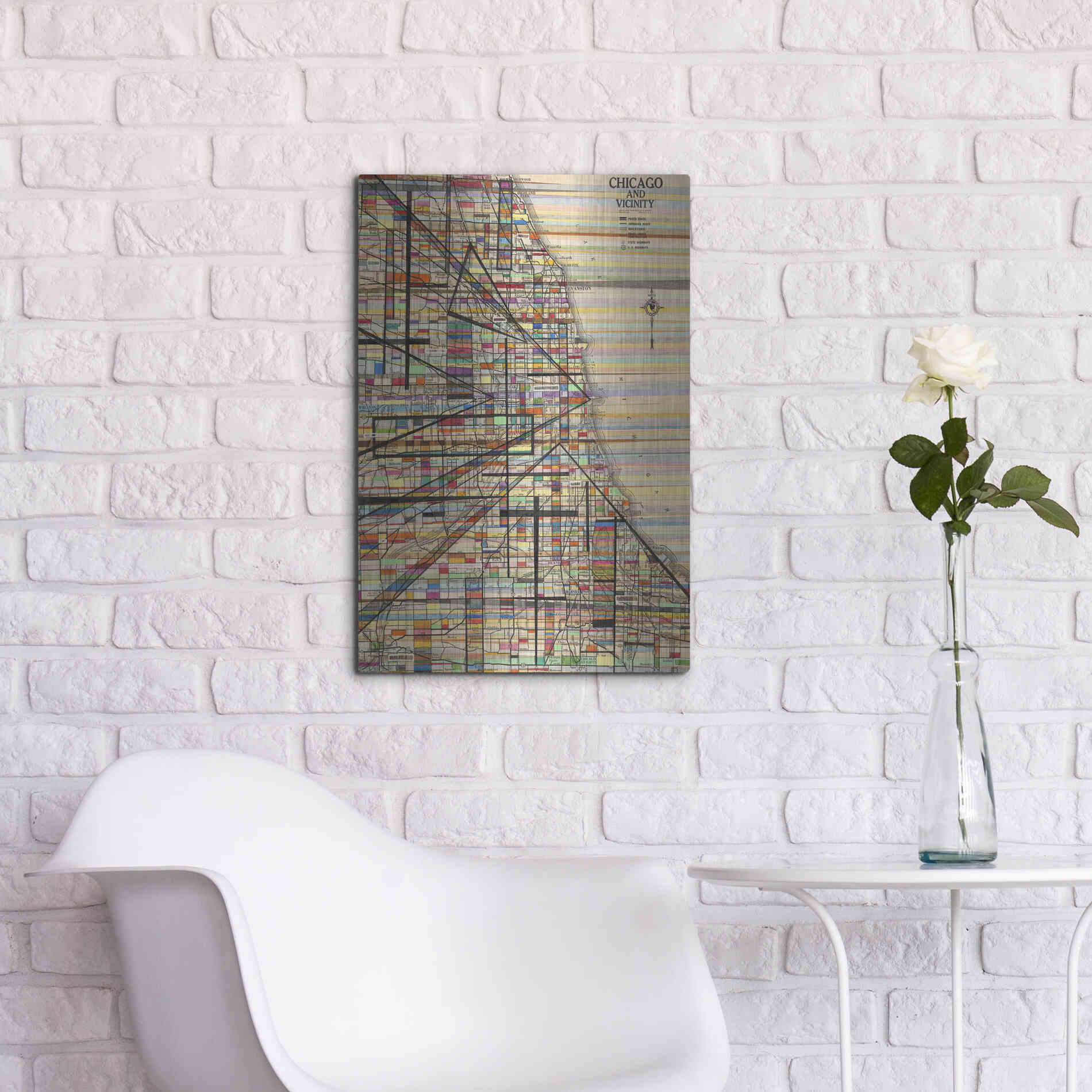 Luxe Metal Art 'Modern Map of Chicago' by Nikki Galapon Metal Wall Art,16x24