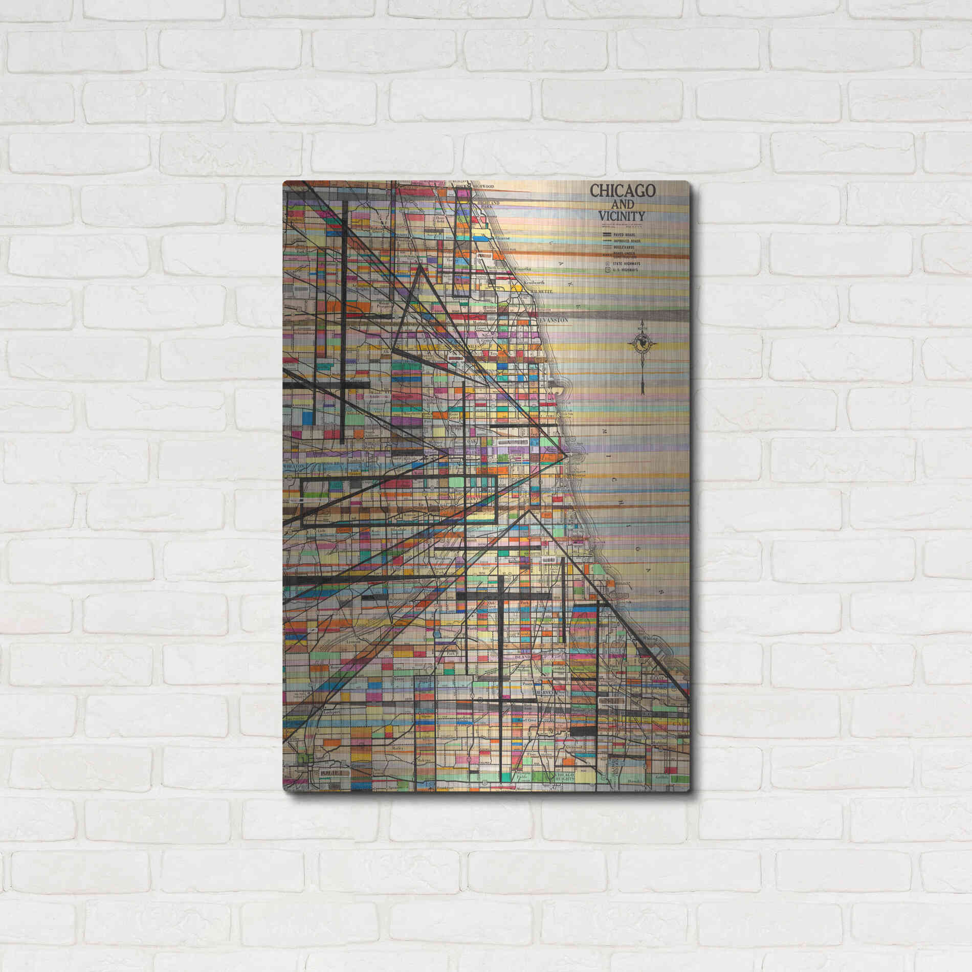 Luxe Metal Art 'Modern Map of Chicago' by Nikki Galapon Metal Wall Art,24x36