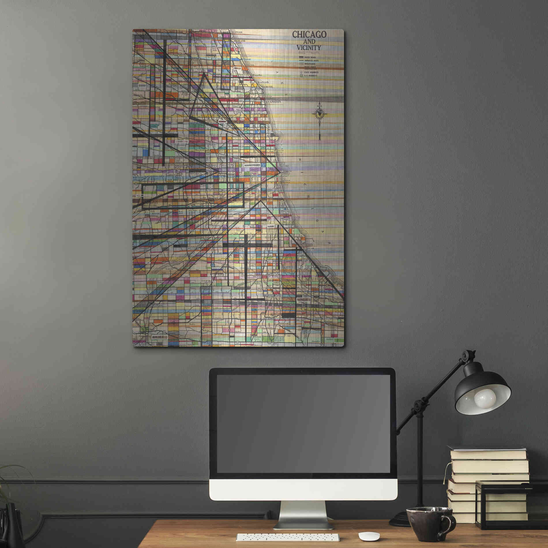 Luxe Metal Art 'Modern Map of Chicago' by Nikki Galapon Metal Wall Art,24x36