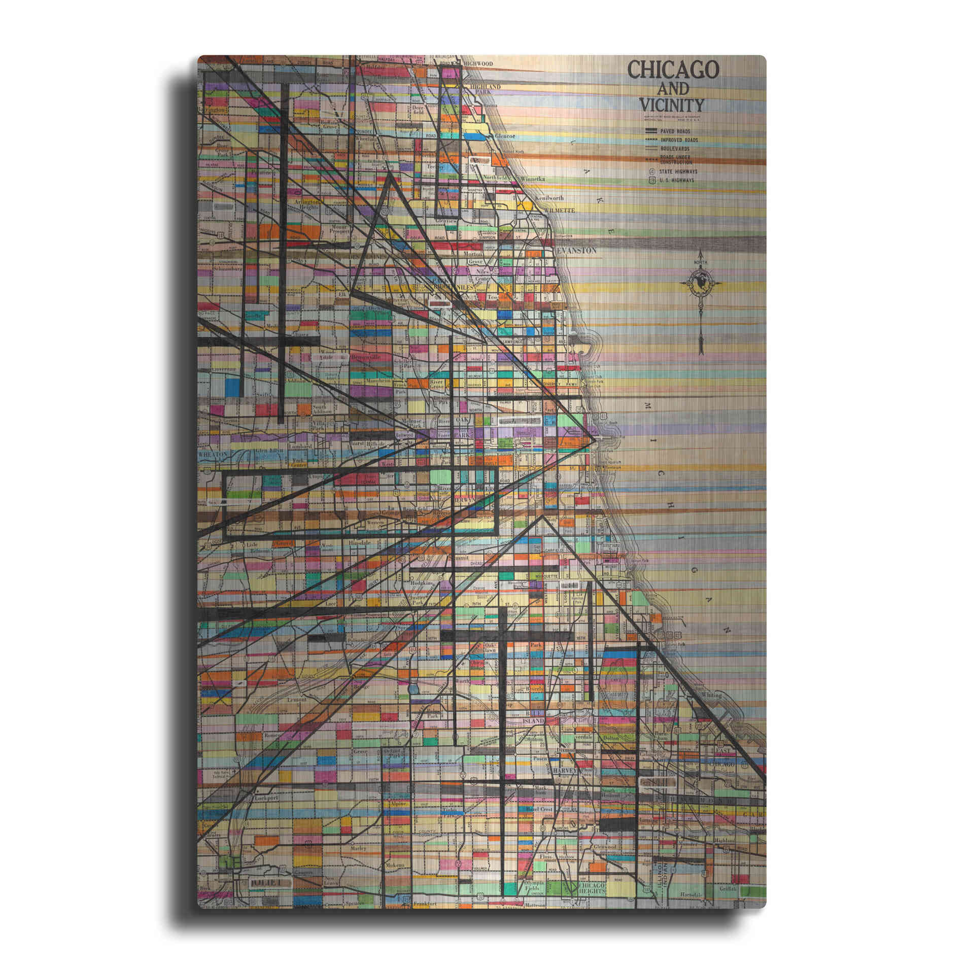 Luxe Metal Art 'Modern Map of Chicago' by Nikki Galapon Metal Wall Art