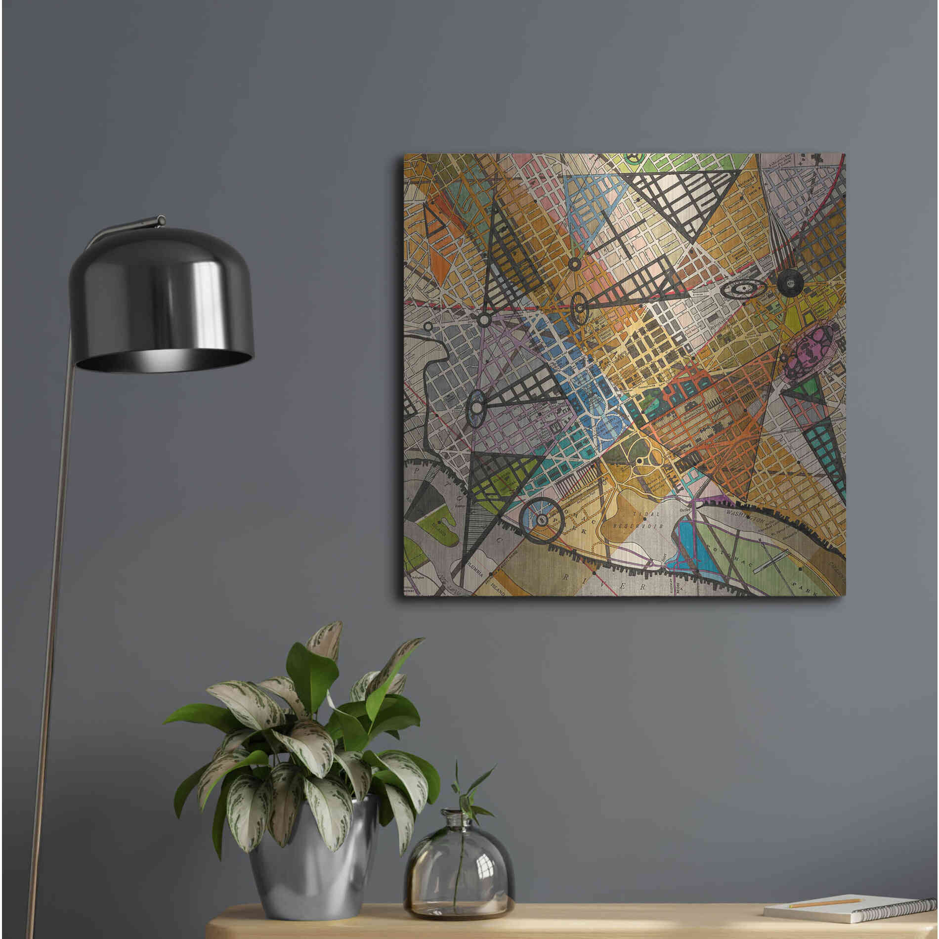 Luxe Metal Art 'Modern Map of D.C.' by Nikki Galapon Metal Wall Art,24x24