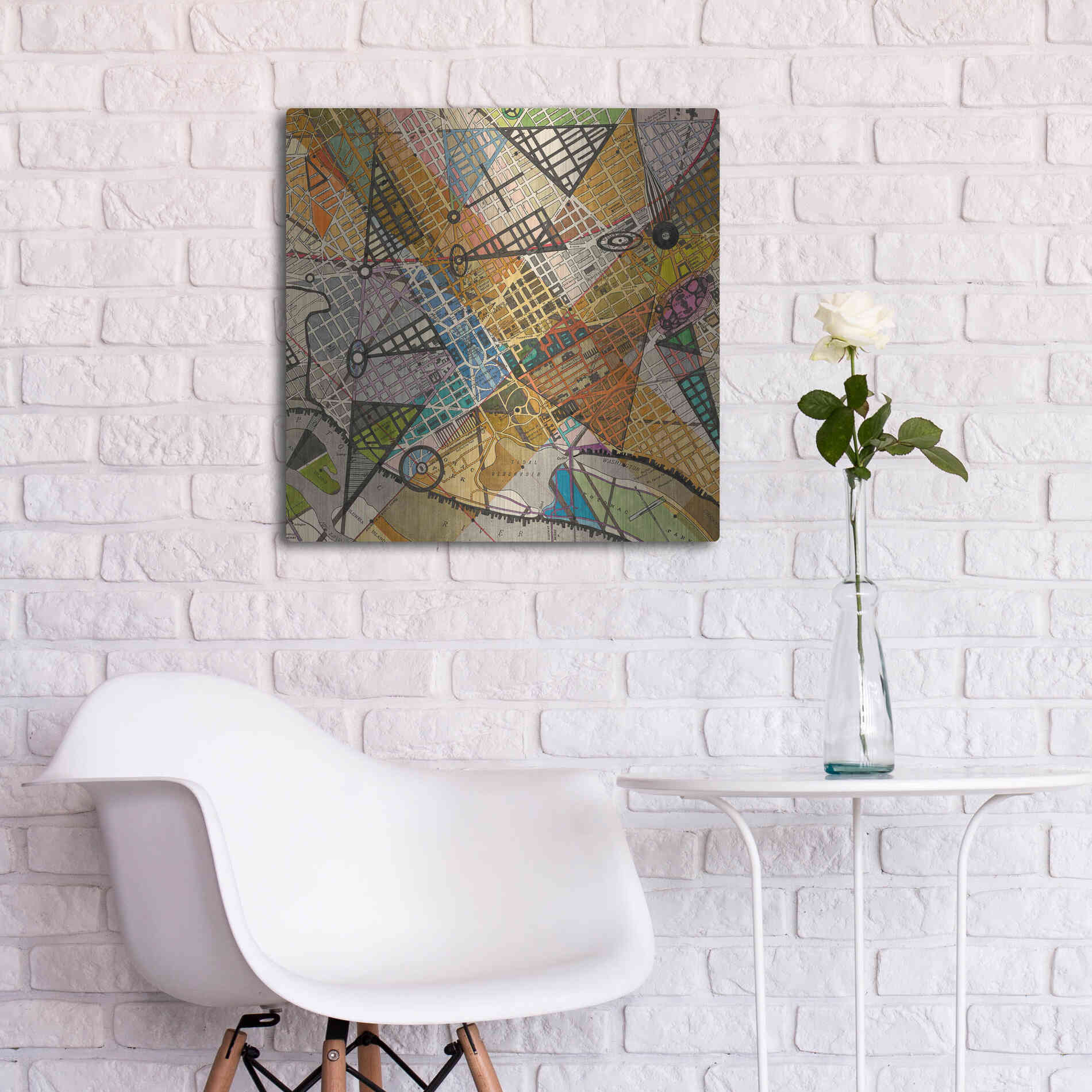 Luxe Metal Art 'Modern Map of D.C.' by Nikki Galapon Metal Wall Art,24x24