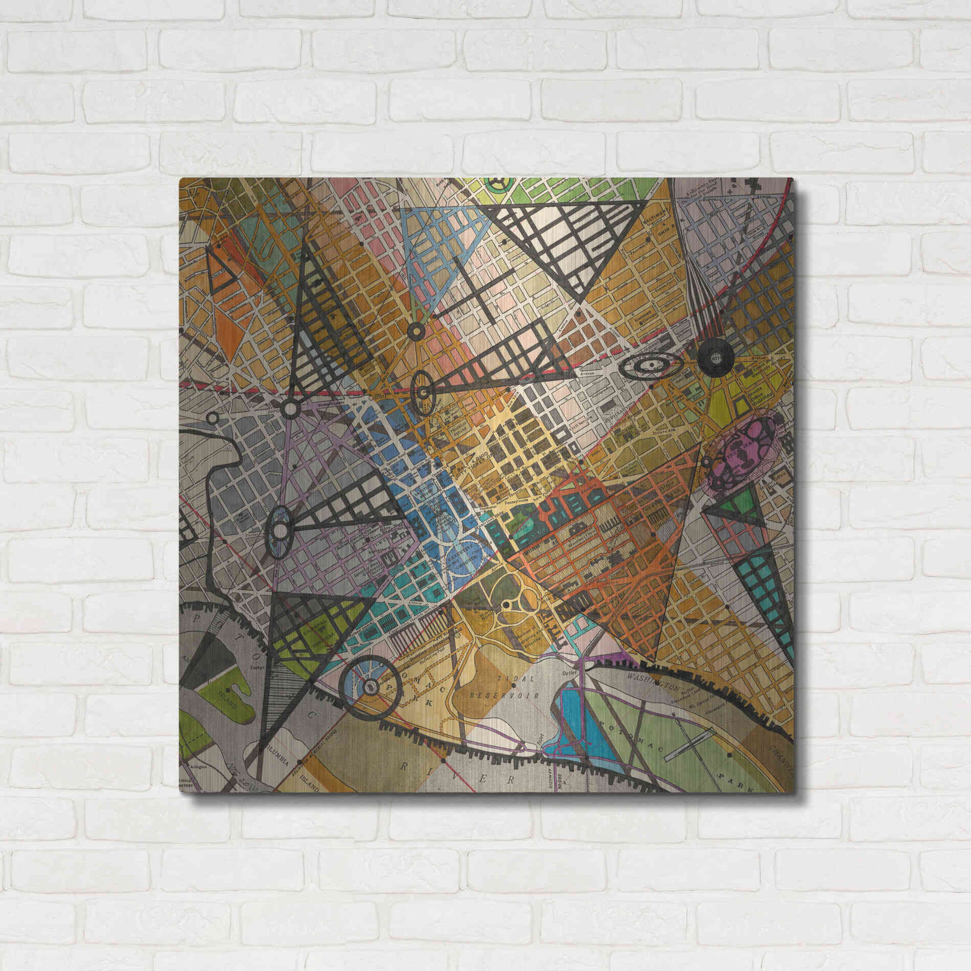 Luxe Metal Art 'Modern Map of D.C.' by Nikki Galapon Metal Wall Art,36x36