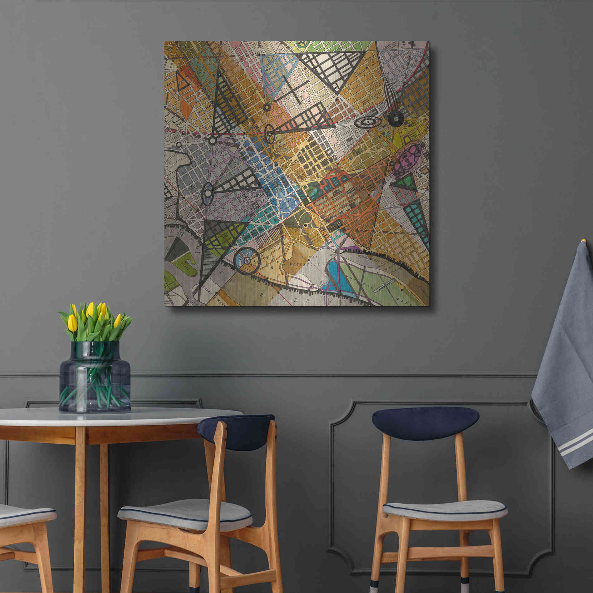 Luxe Metal Art 'Modern Map of D.C.' by Nikki Galapon Metal Wall Art,36x36