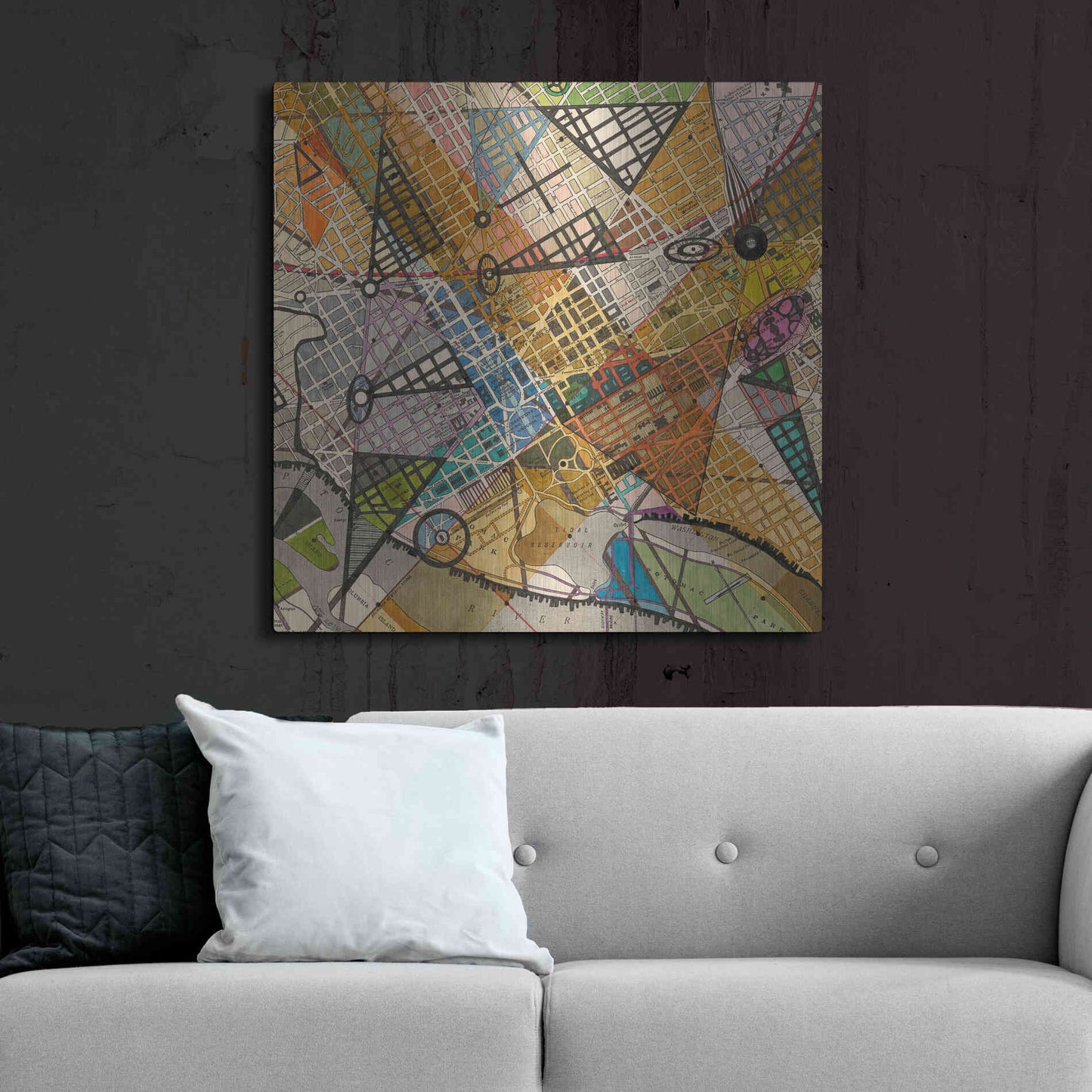 Luxe Metal Art 'Modern Map of D.C.' by Nikki Galapon Metal Wall Art,36x36