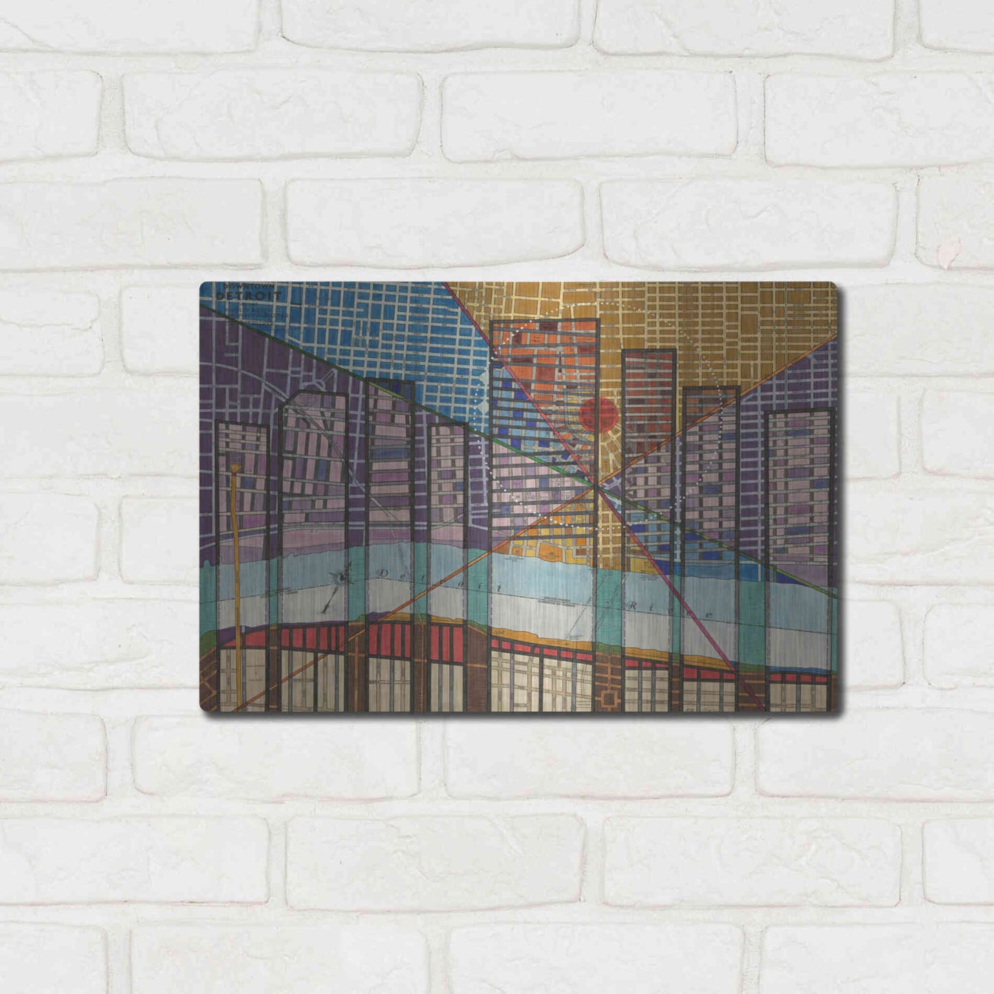 Luxe Metal Art 'Modern Map of Detroit' by Nikki Galapon Metal Wall Art,16x12