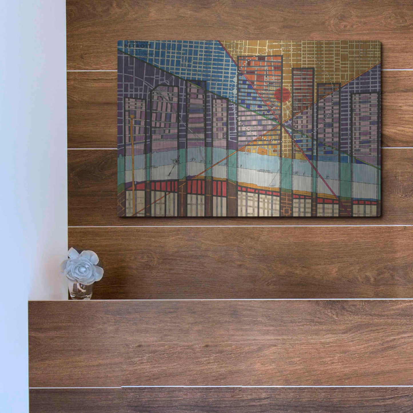 Luxe Metal Art 'Modern Map of Detroit' by Nikki Galapon Metal Wall Art,16x12