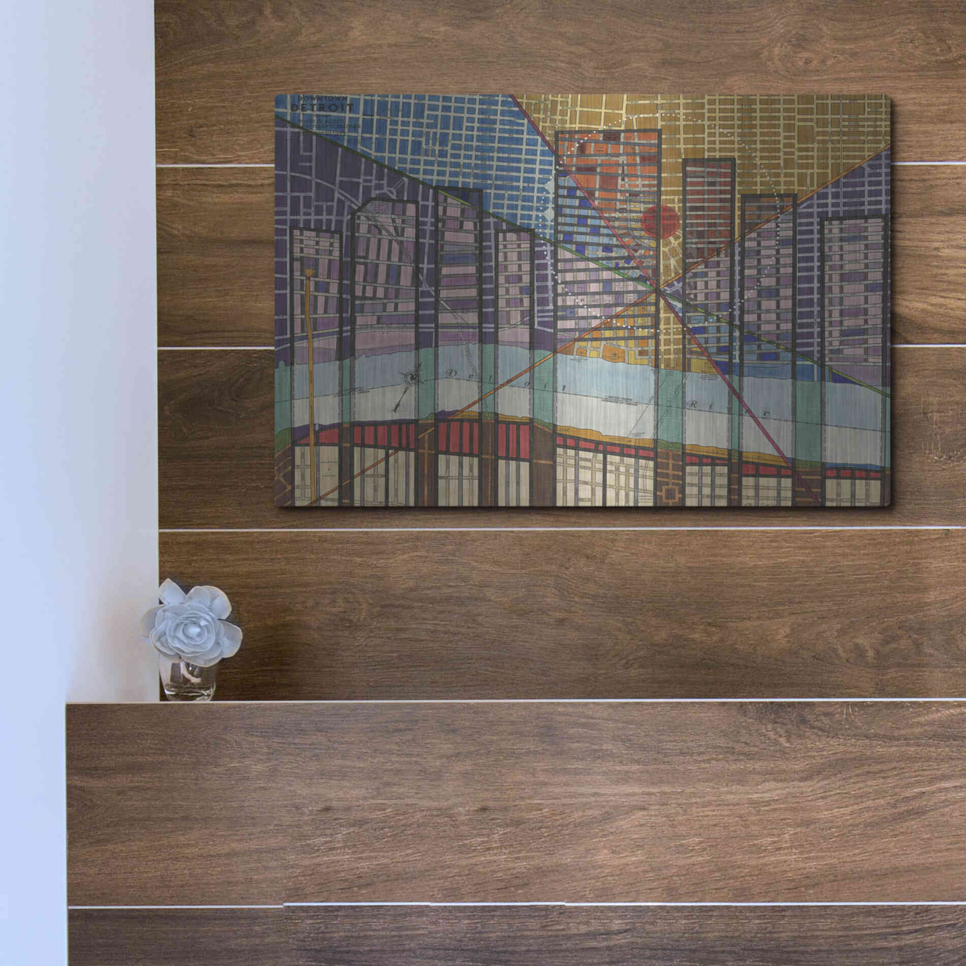 Luxe Metal Art 'Modern Map of Detroit' by Nikki Galapon Metal Wall Art,16x12