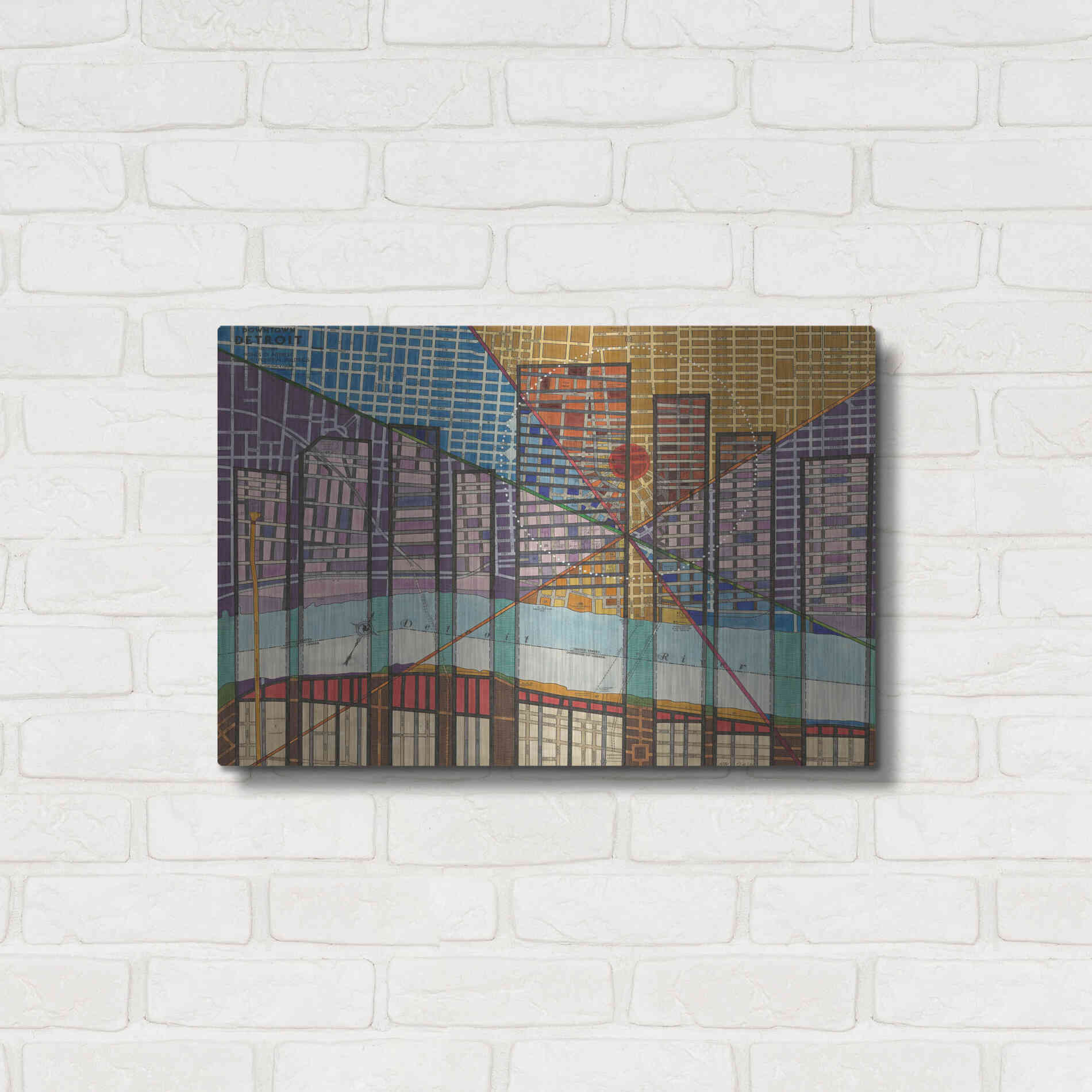 Luxe Metal Art 'Modern Map of Detroit' by Nikki Galapon Metal Wall Art,24x16