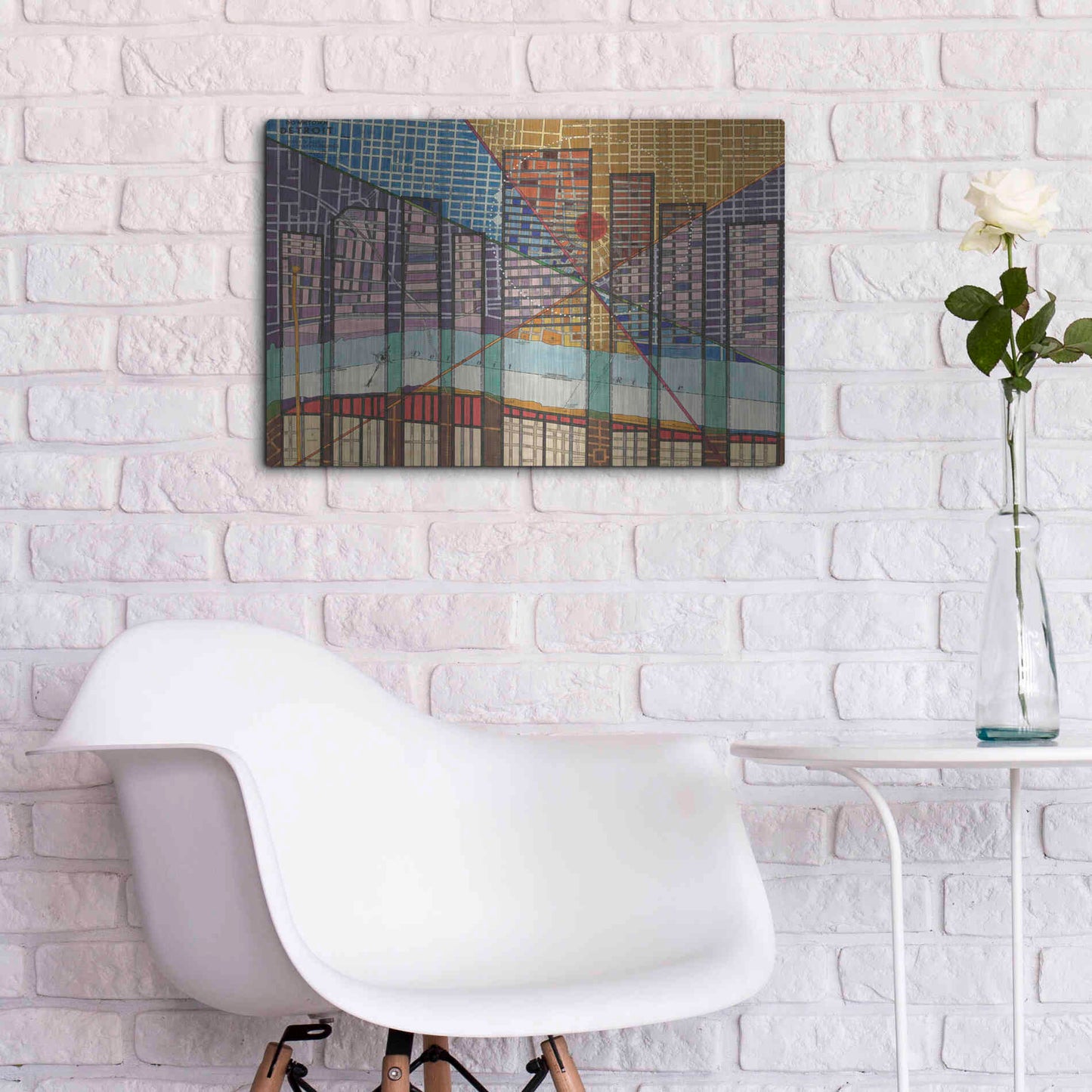 Luxe Metal Art 'Modern Map of Detroit' by Nikki Galapon Metal Wall Art,24x16