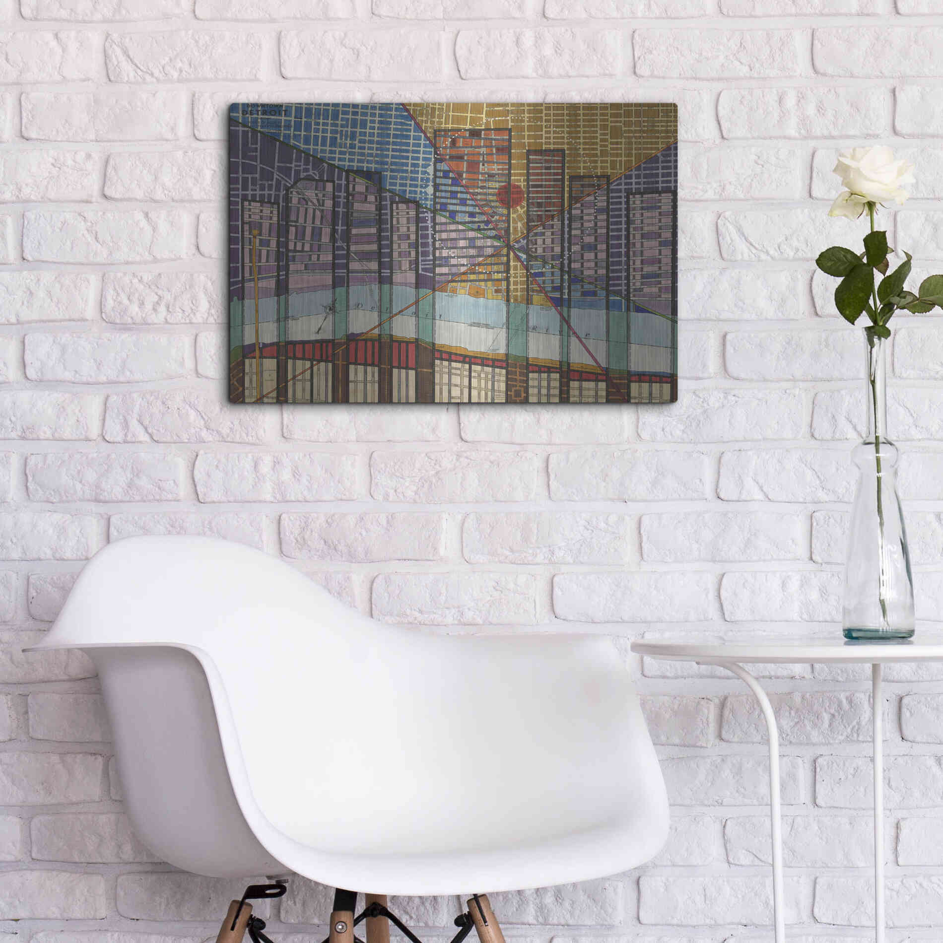 Luxe Metal Art 'Modern Map of Detroit' by Nikki Galapon Metal Wall Art,24x16