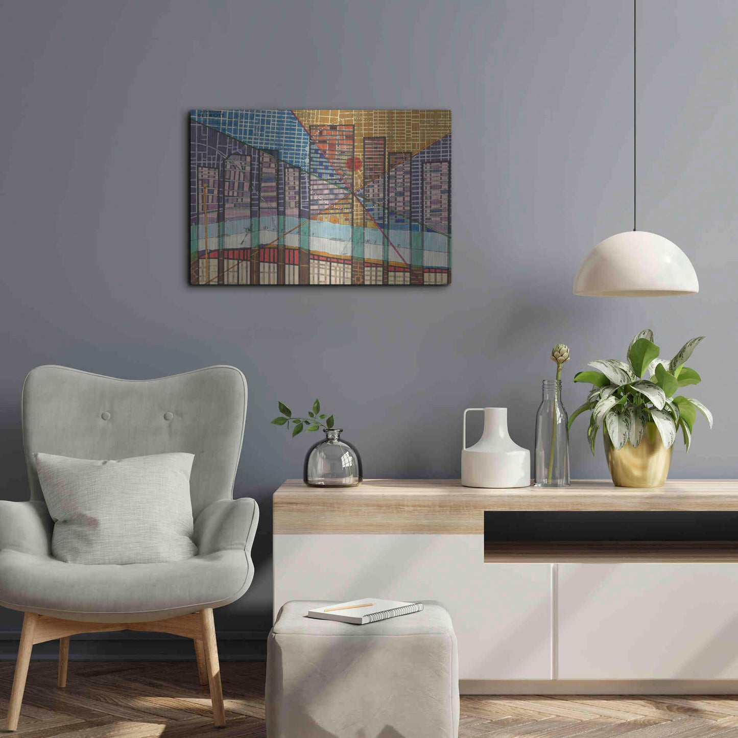 Luxe Metal Art 'Modern Map of Detroit' by Nikki Galapon Metal Wall Art,24x16