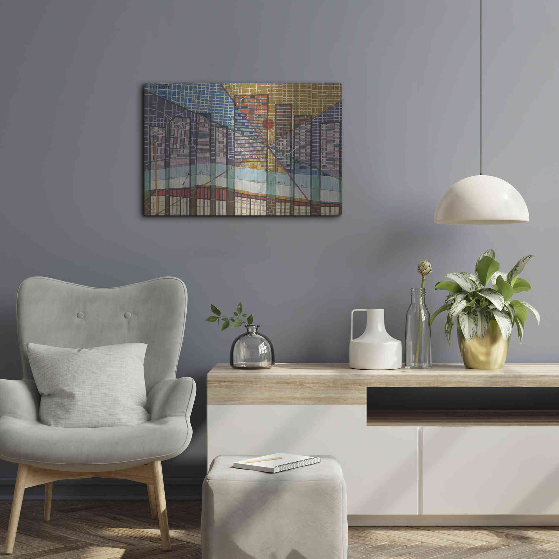 Luxe Metal Art 'Modern Map of Detroit' by Nikki Galapon Metal Wall Art,24x16